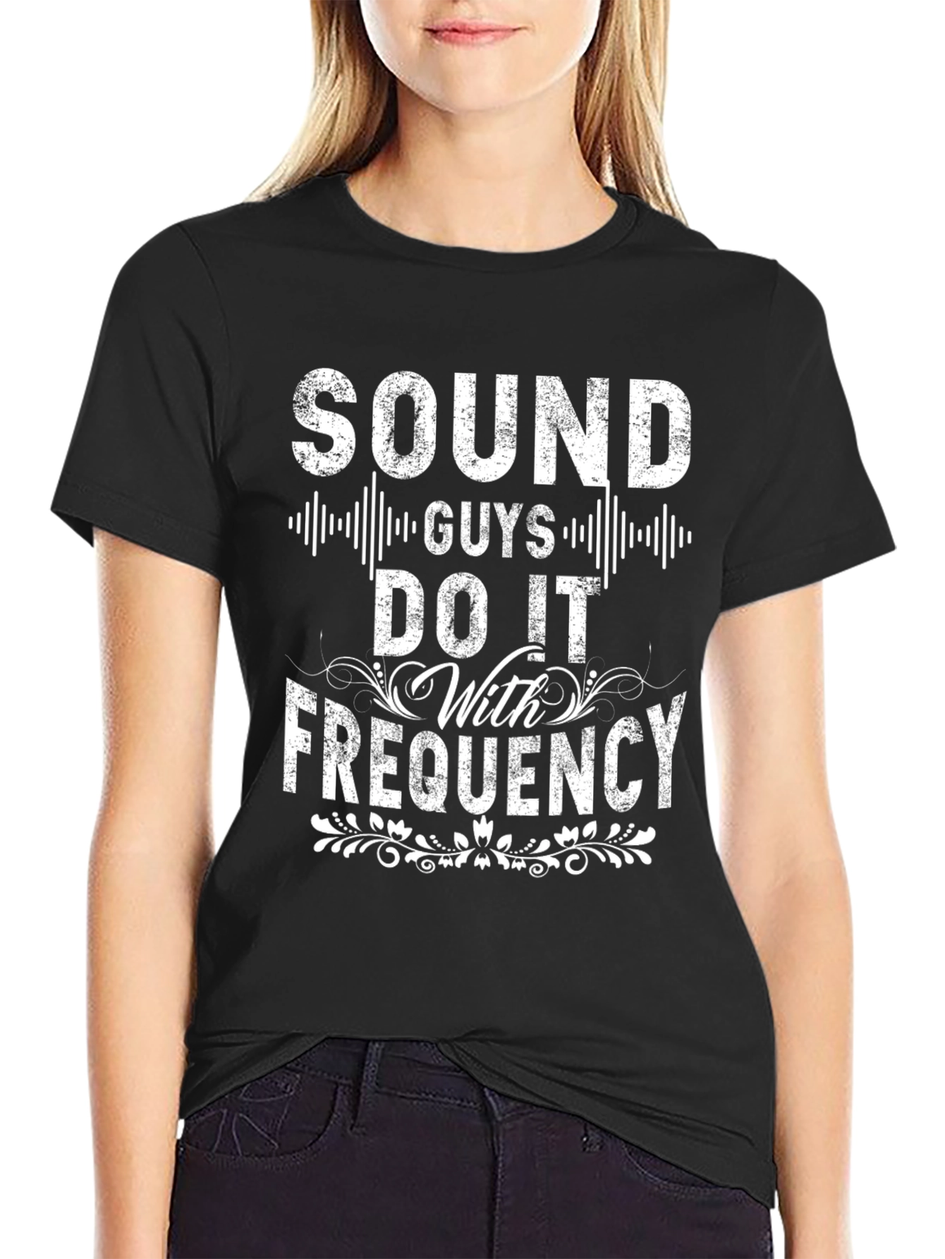 Black Sound Guys Do It With Frequency Black T-Shirt view 2