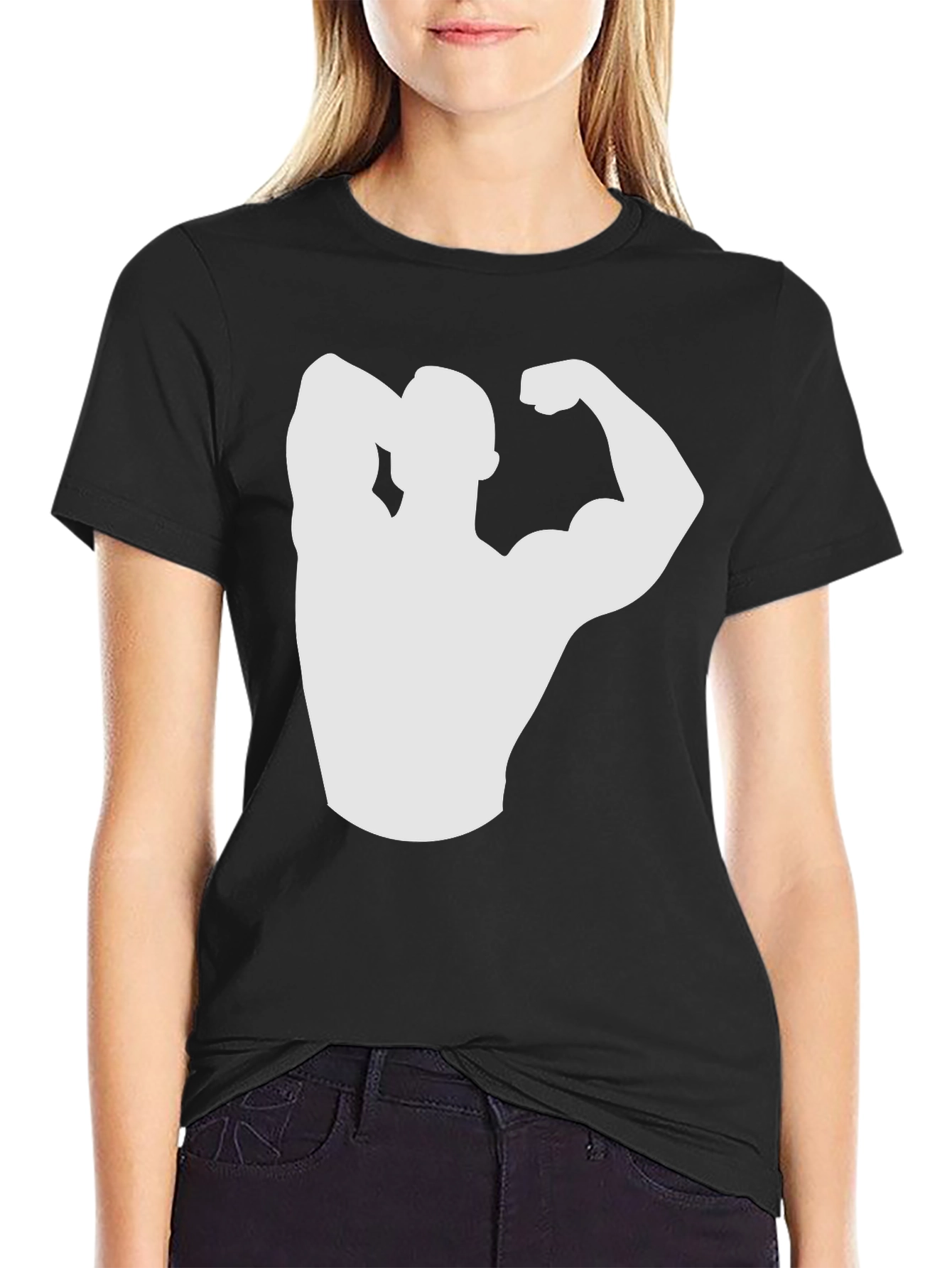 Black Muscle Man Silhouette Graphic Tee view 2