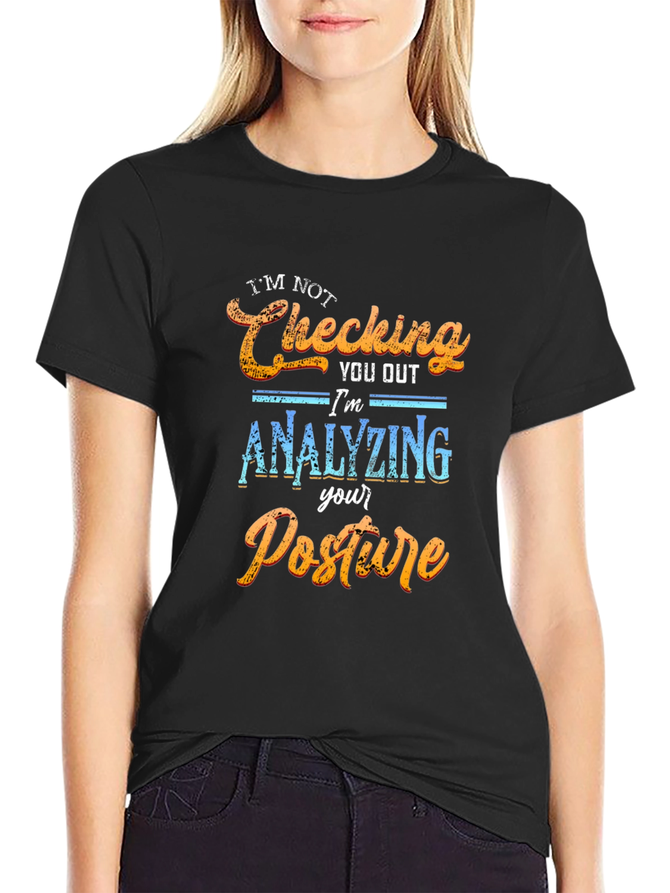Black Posture Analyst T-Shirt - Funny Check Out Tee view 2