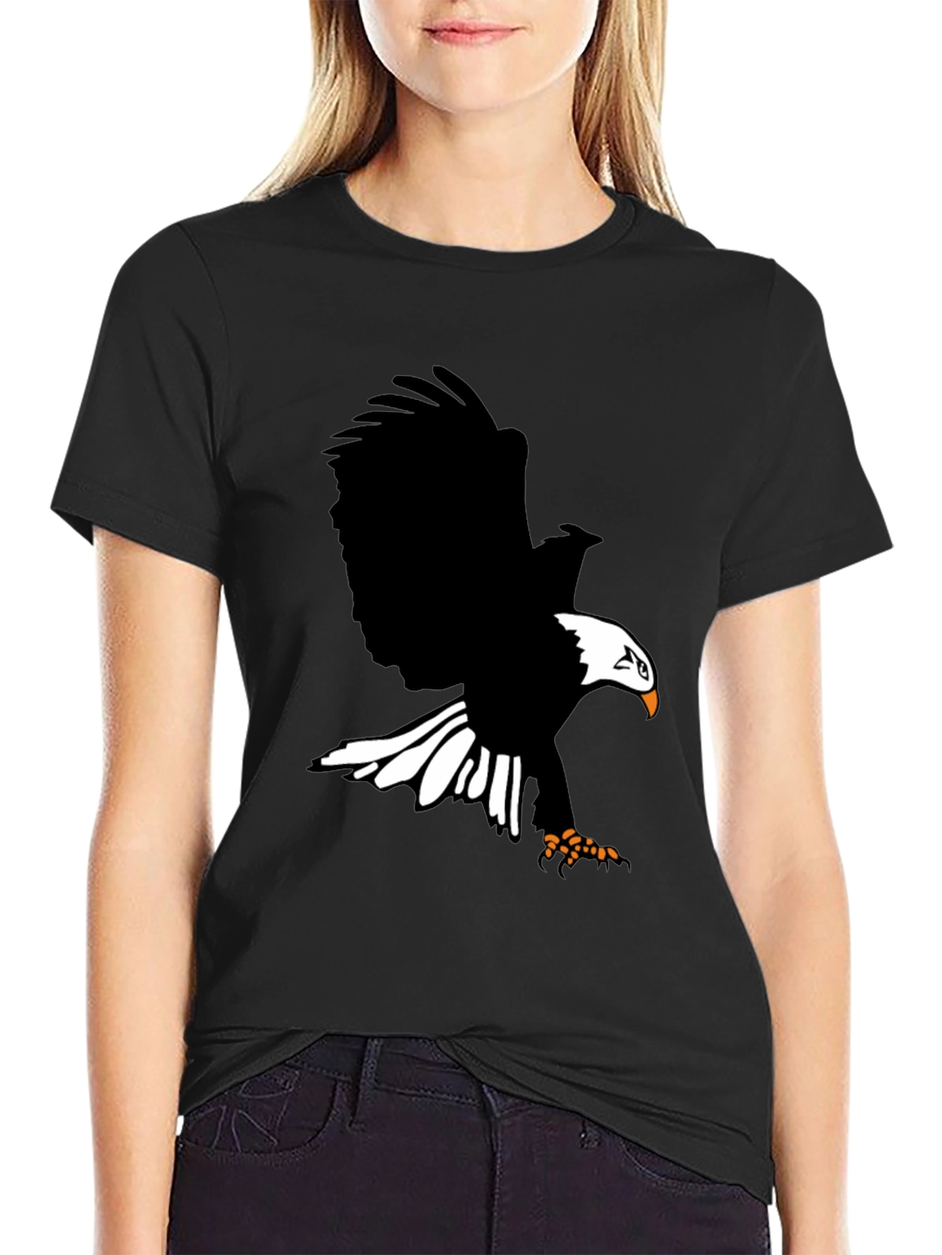 Black Eagle Graphic Print T-Shirt - Bold Black Tee view 2