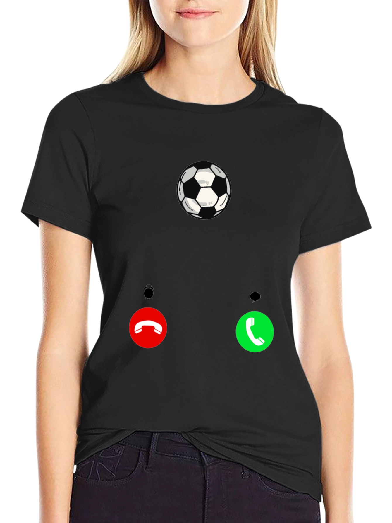Black Soccer Call T-Shirt - Black Graphic Tee for Sport Fans view 2
