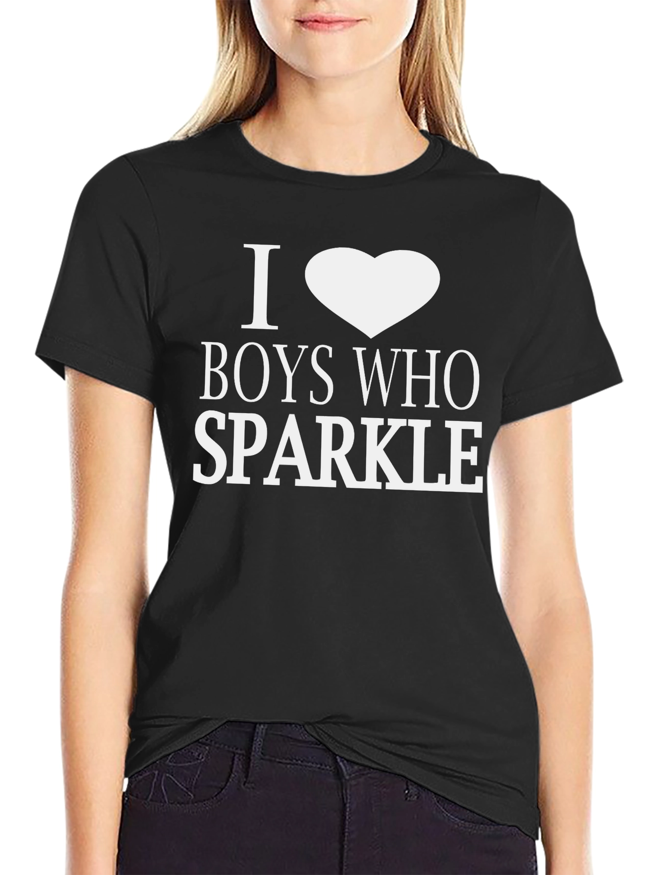 Black I Heart Boys Who Sparkle T-Shirt - Black view 2