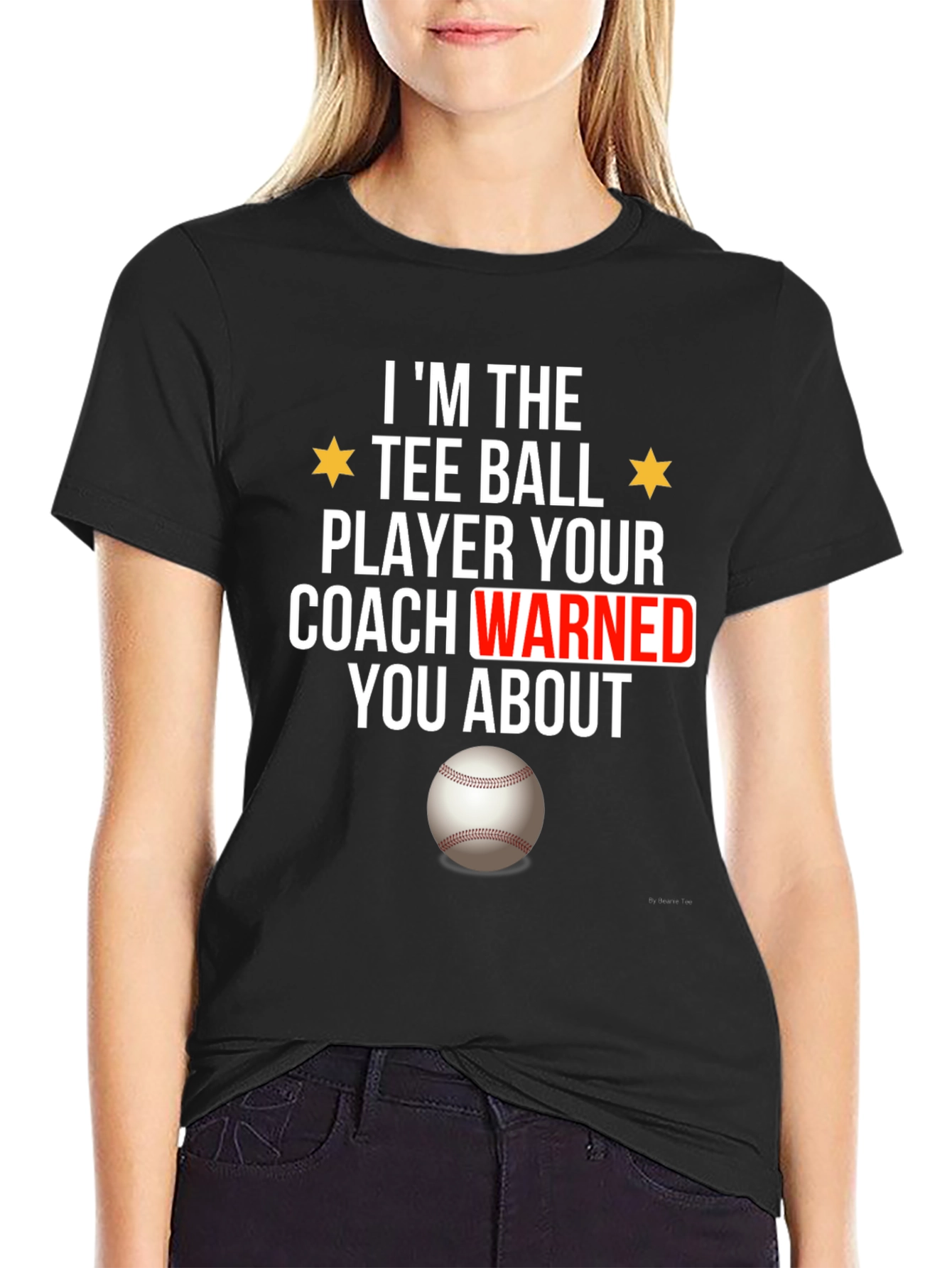 Black Tee Ball Player Funny Graphic T-Shirt view 2
