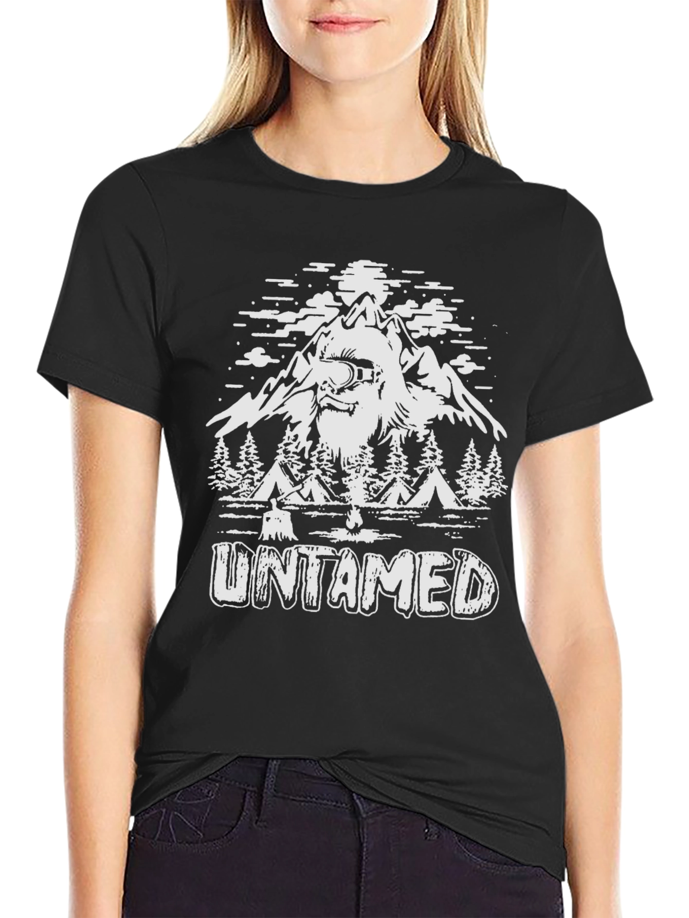 Black Untamed Bigfoot Mountain Graphic Tee view 2