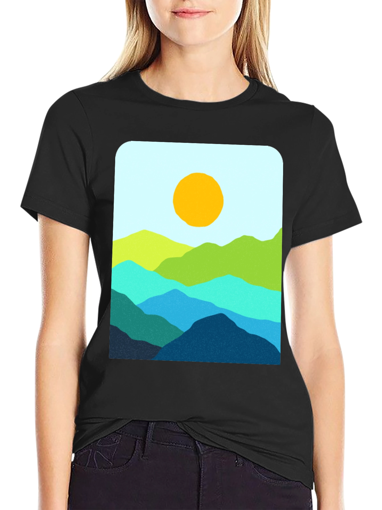 Black Mountainscape Graphic T-Shirt - Stylish Nature Design view 2