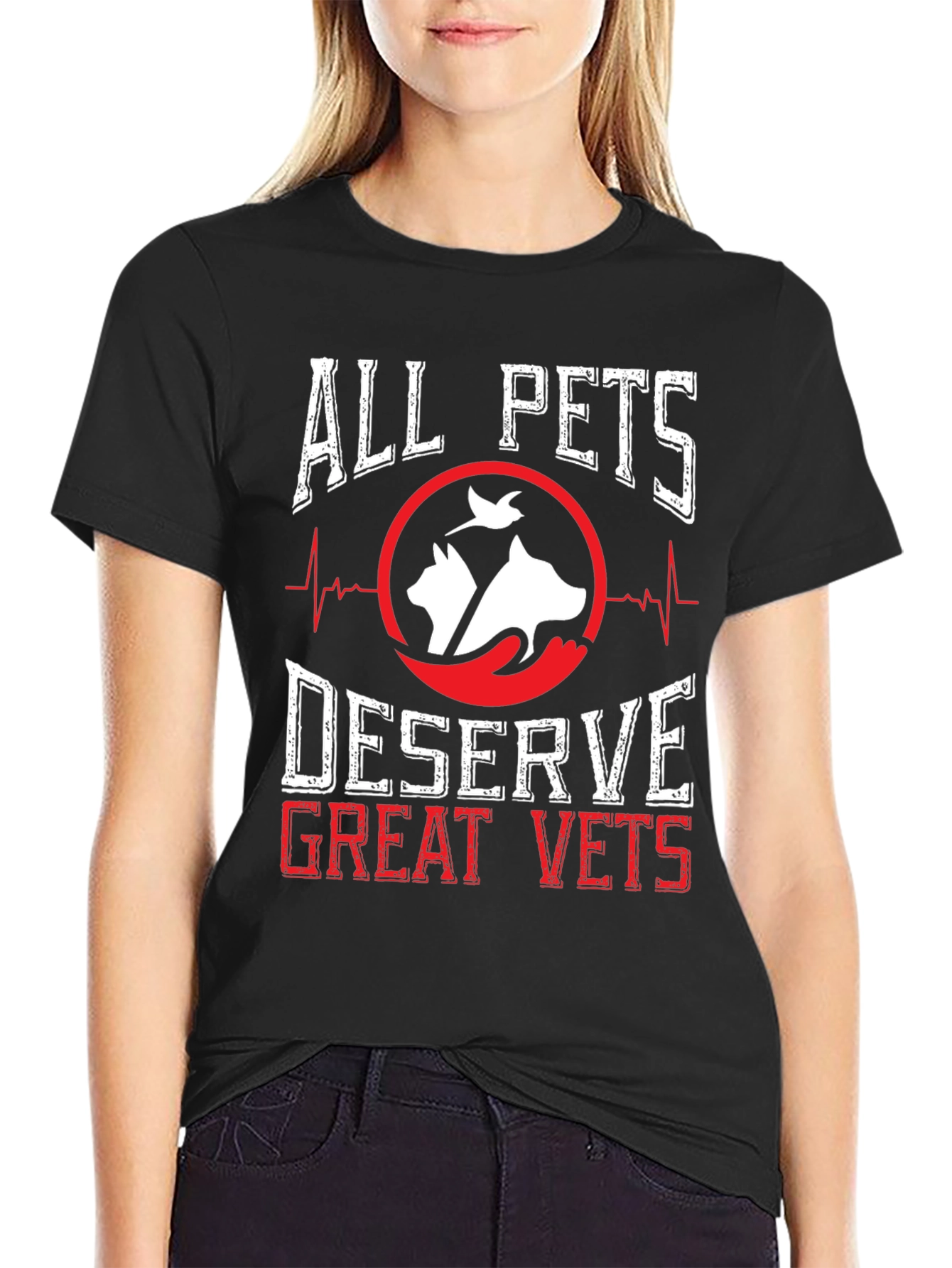 Black All Pets Deserve Great Vets T-Shirt view 2