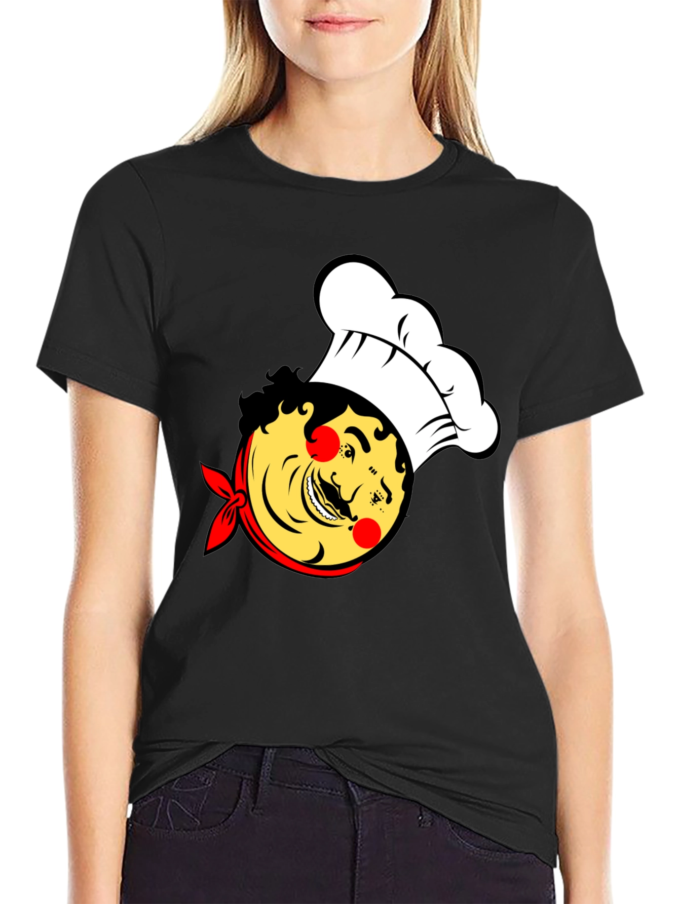 Black Chef Cartoon Graphic T-Shirt view 2