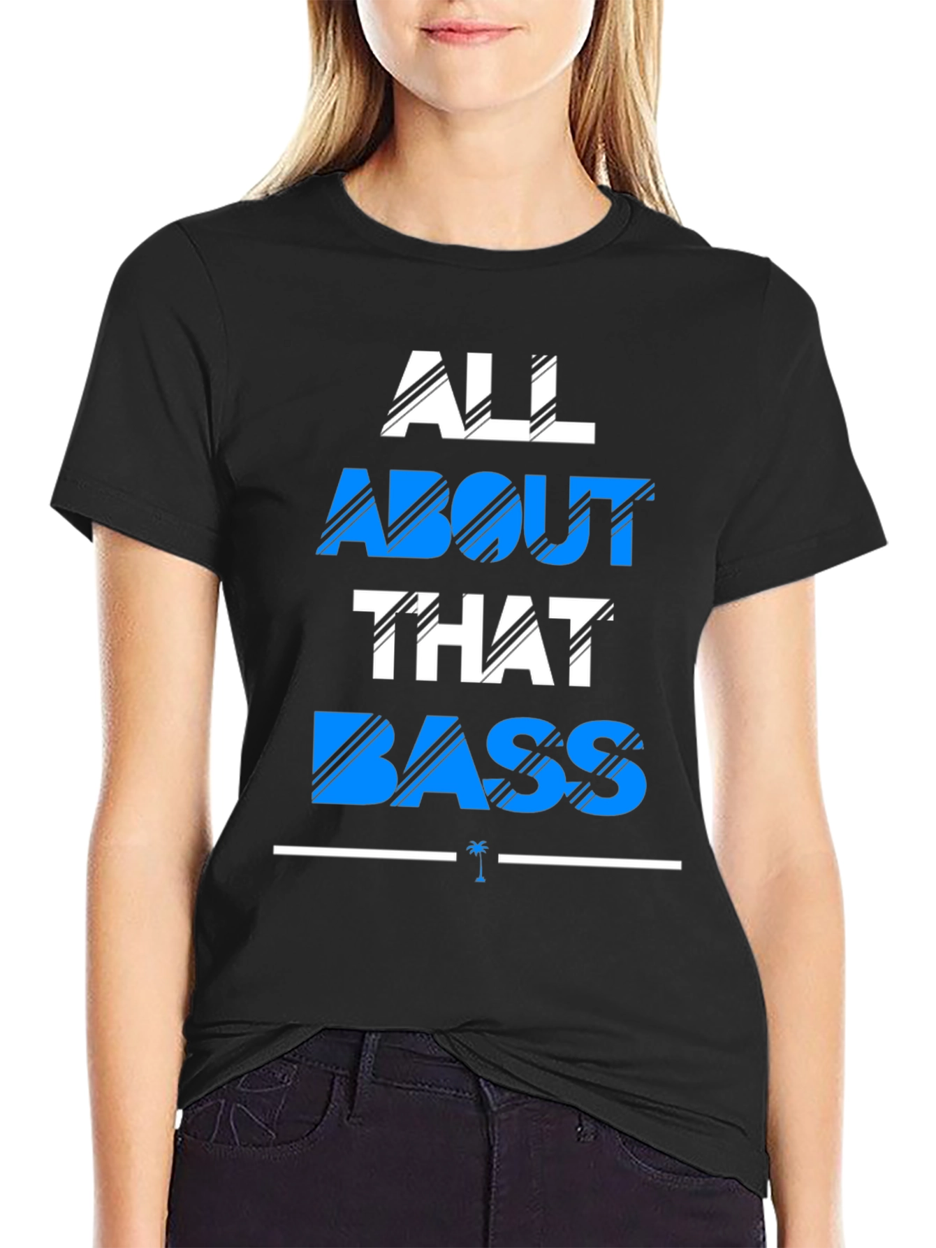 Black All About That Bass Graphic Tee - Black Cotton T-Shirt view 2