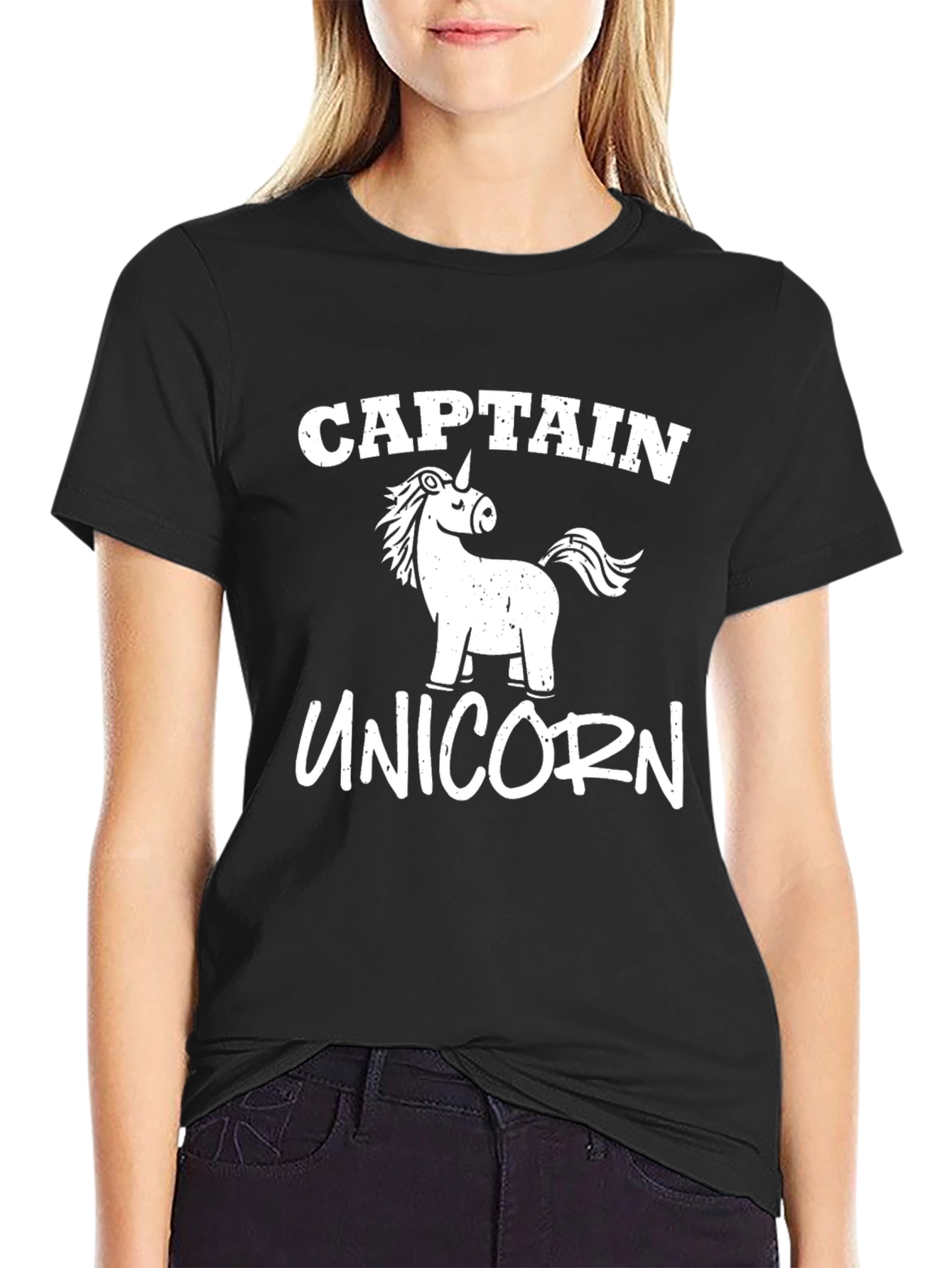 Black Captain Unicorn Graphic Tee - Men's Black T-Shirt view 2