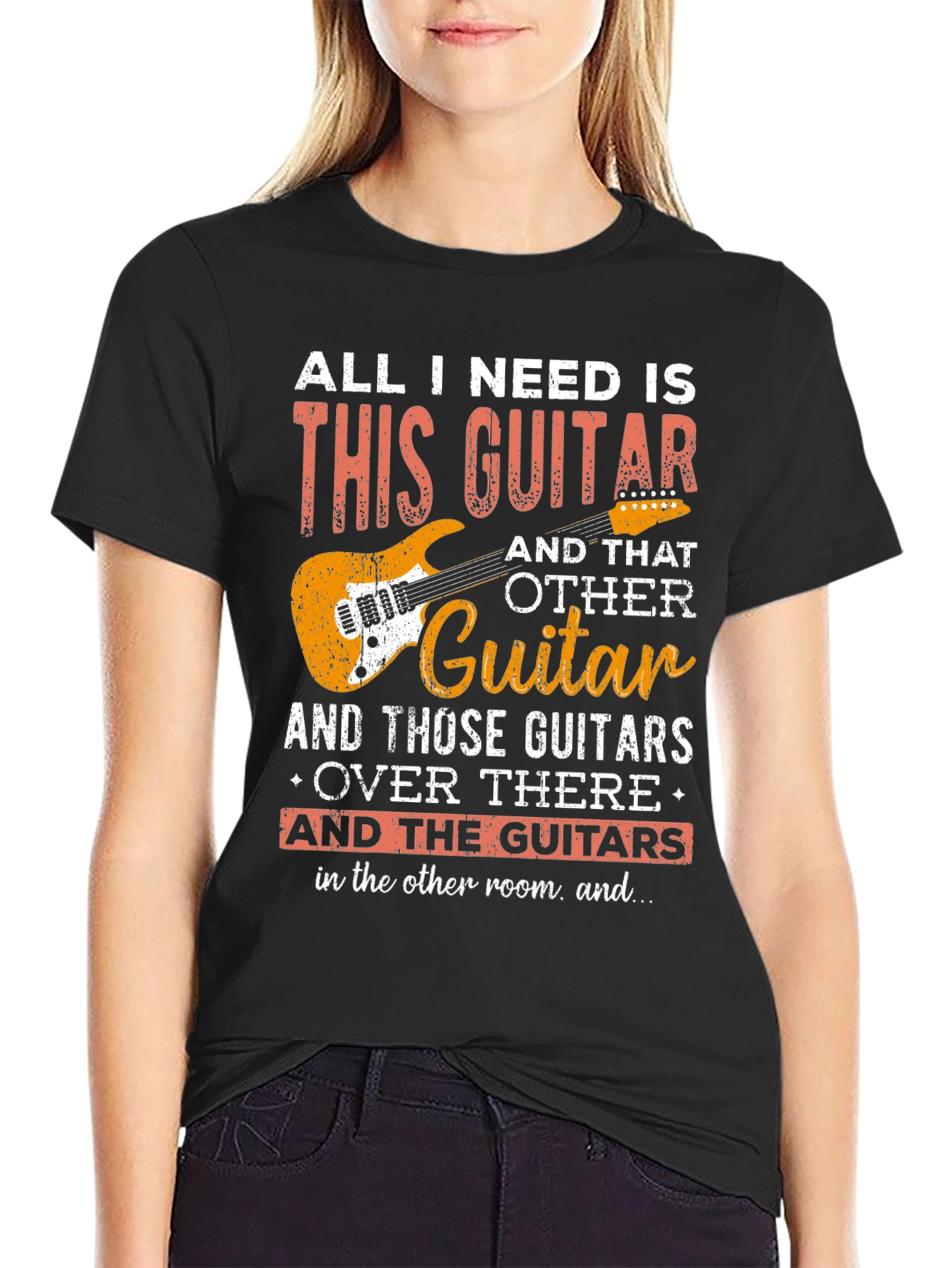 Black Guitar Lover T-Shirt - All I Need Is This Guitar view 2
