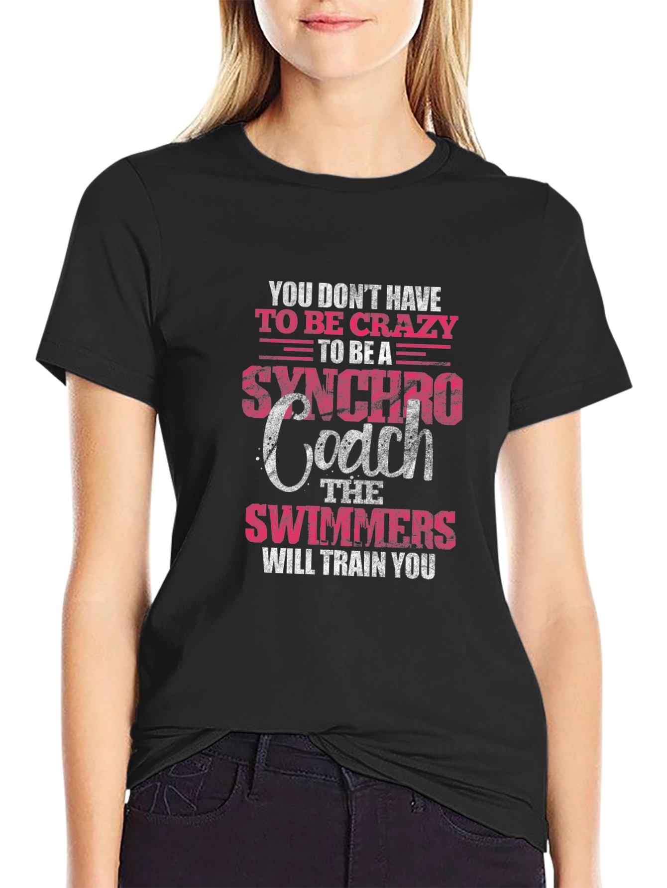 Black Synchronized Swimming Coach T-Shirt view 2