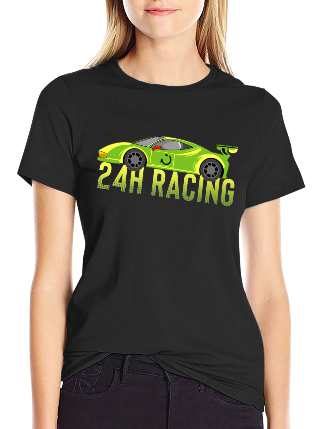Black 24H Racing Car Graphic Black T-Shirt view 2