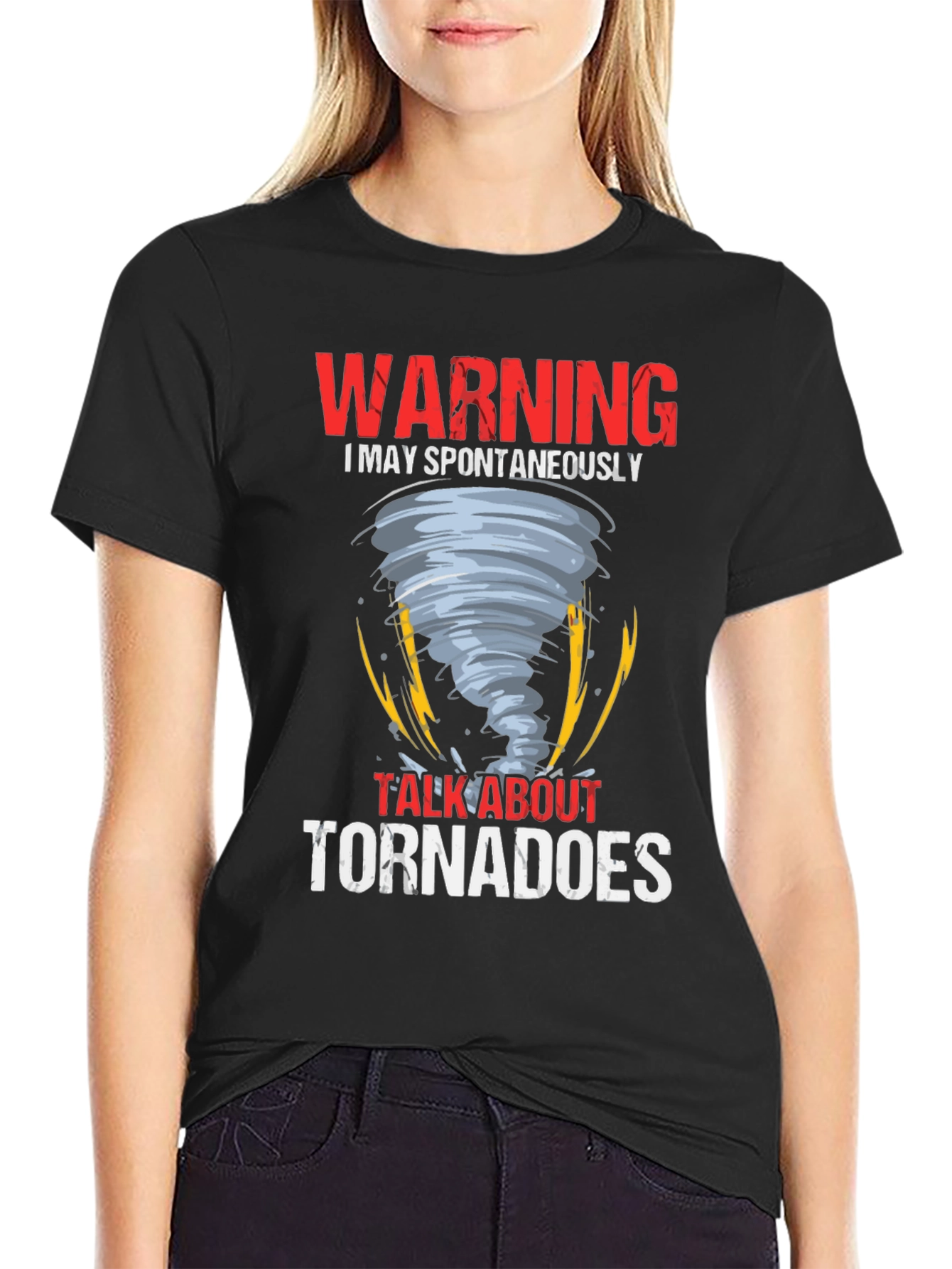 Black Warning May Spontaneously Talk About Tornadoes T-Shirt view 2