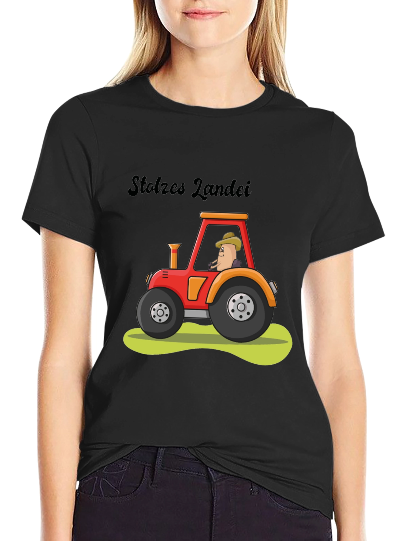 Black Stolzes Landei Tractor Graphic Tee view 2