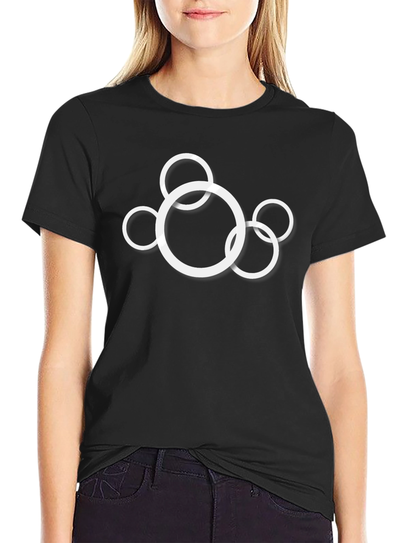 Modern Circle Graphic Black T-Shirt - 2