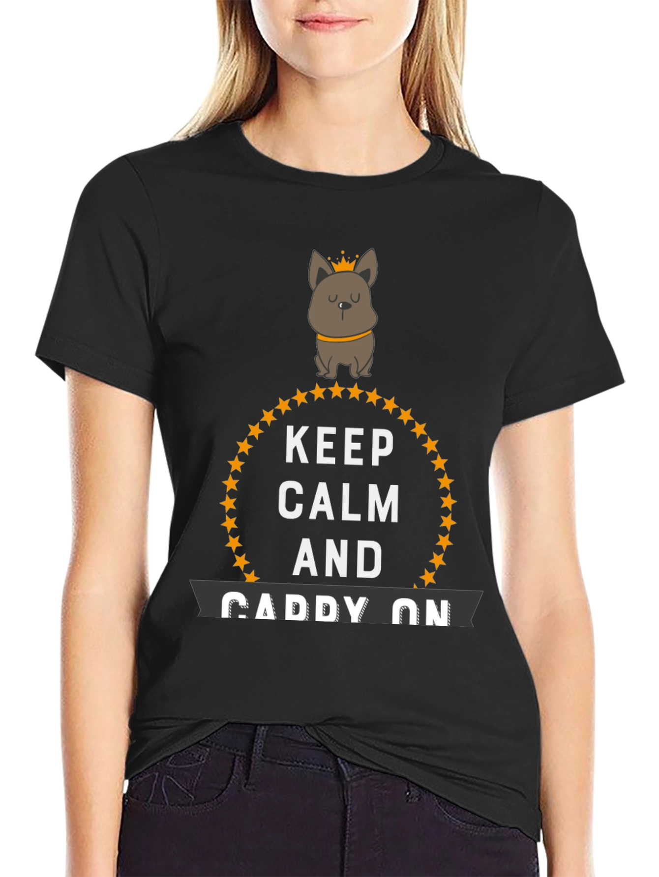 Black Keep Calm and Caddy On Novelty T-Shirt view 2