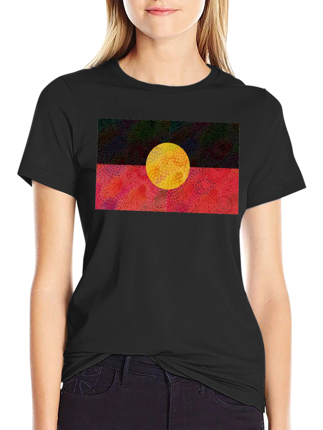 Black Aboriginal Flag Graphic T-Shirt view 2