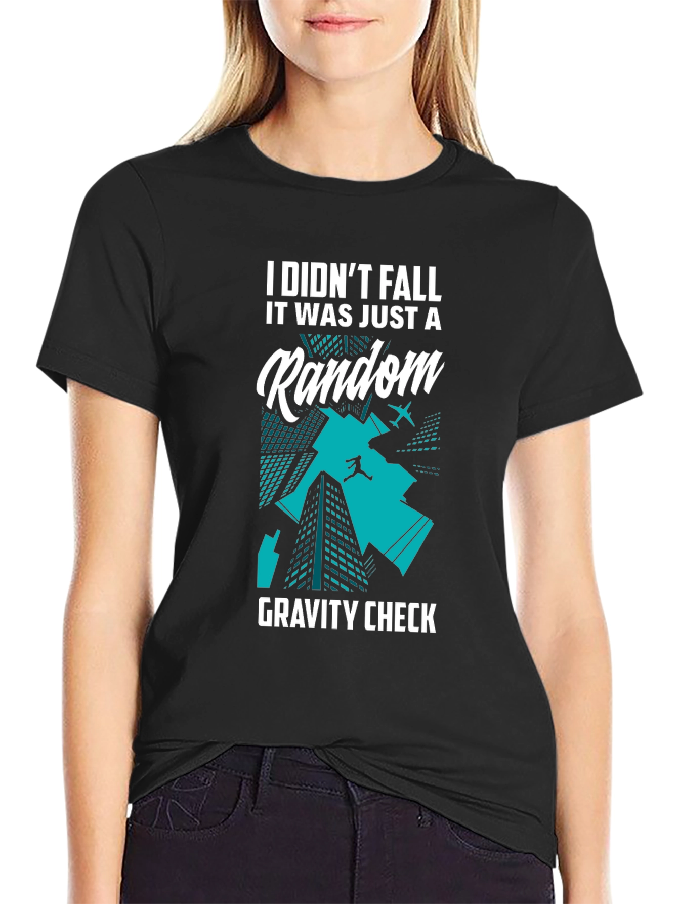 Black Random Gravity Check Black T-Shirt view 2