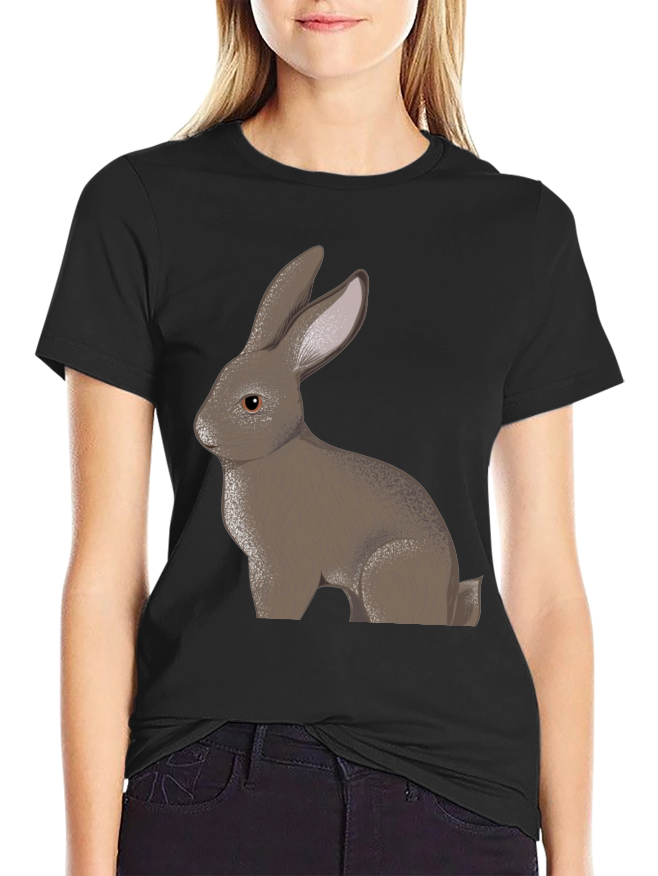 Black Bunny Rabbit Graphic Tee - Soft Cotton Blend view 2