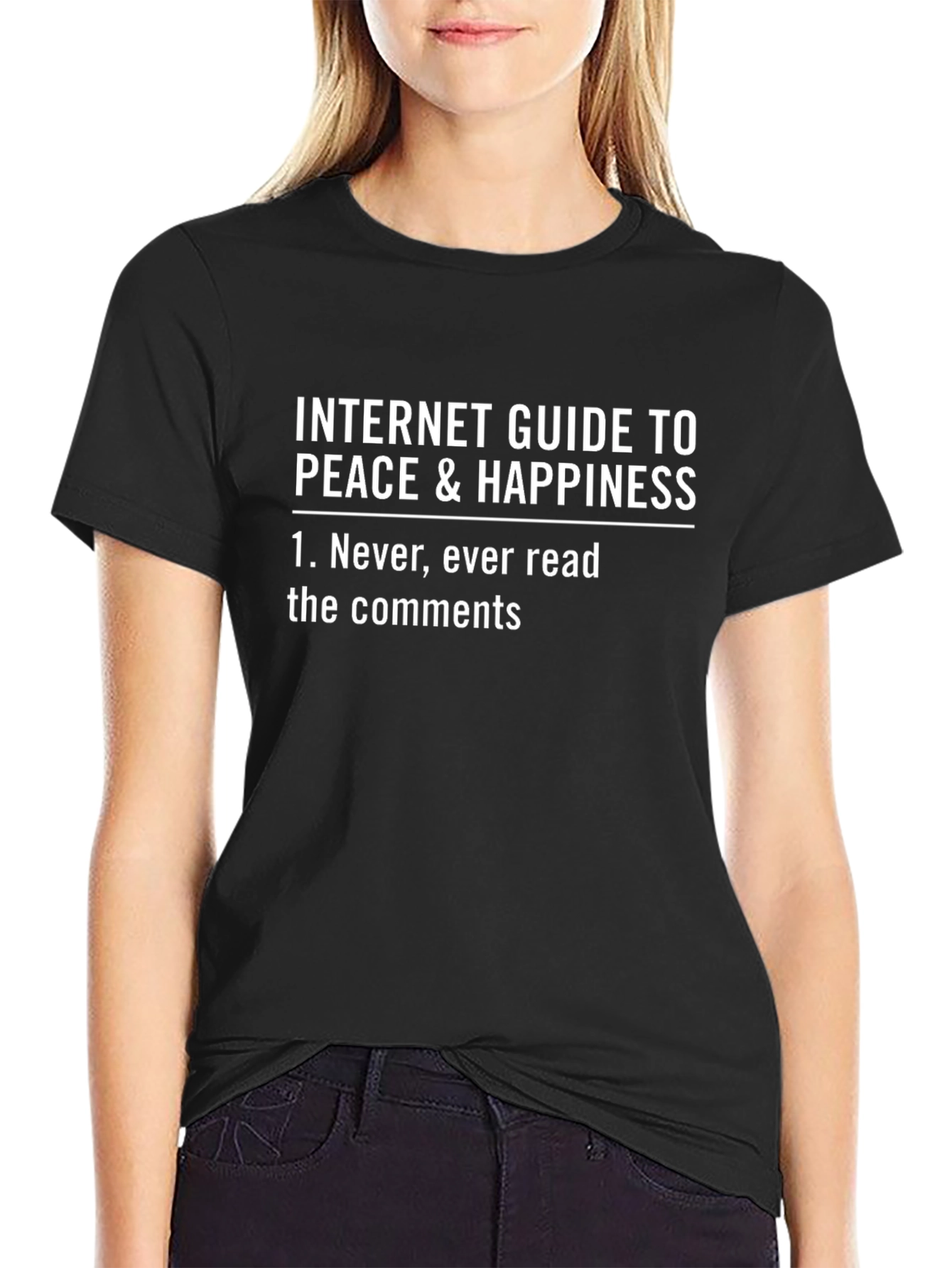 Black Internet Peace & Happiness Guide T-Shirt view 2