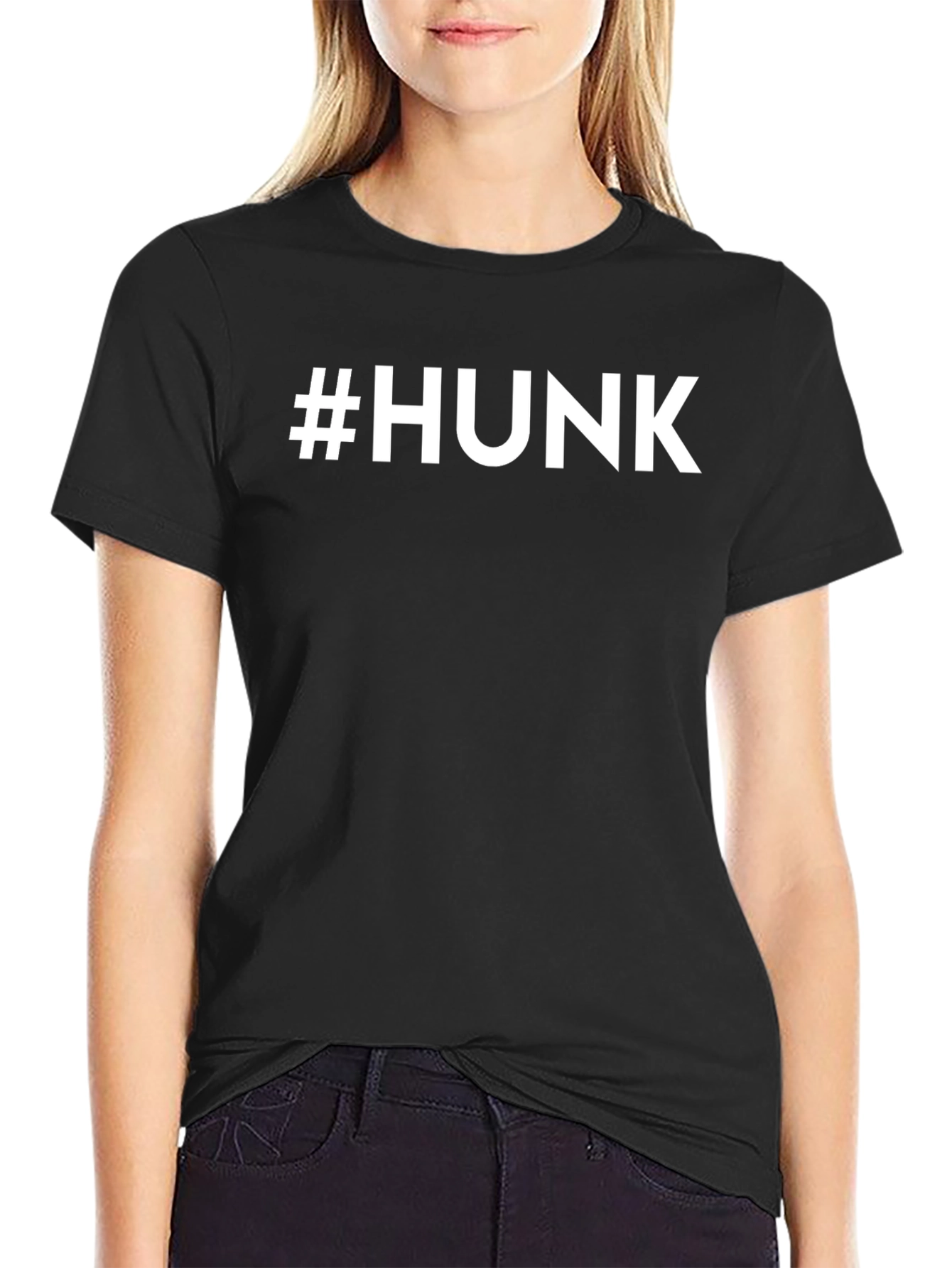 Black #HUNK Graphic Tee - Bold Statement T-Shirt view 2