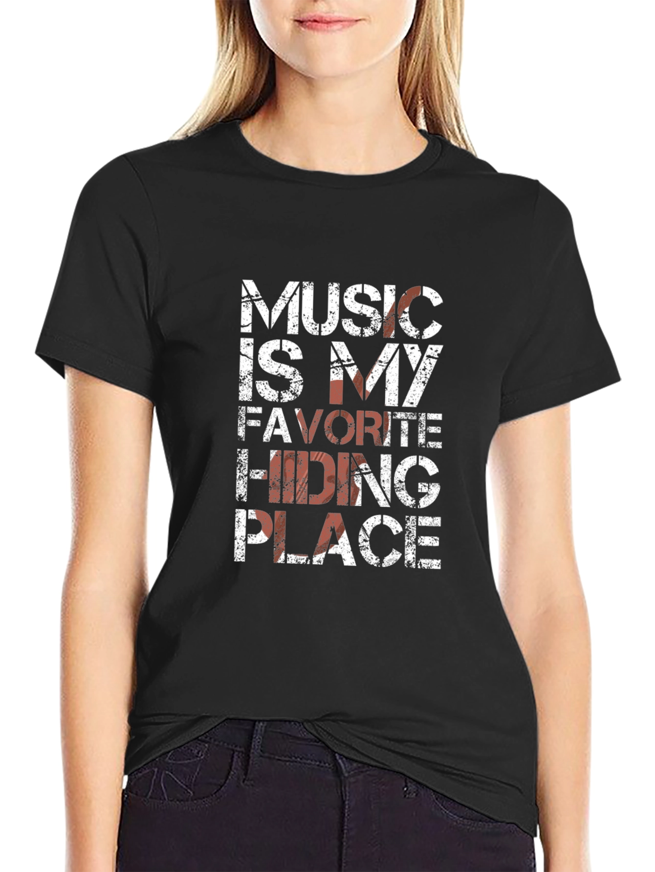 Black Music is My Favorite Hiding Place Black T-Shirt view 2