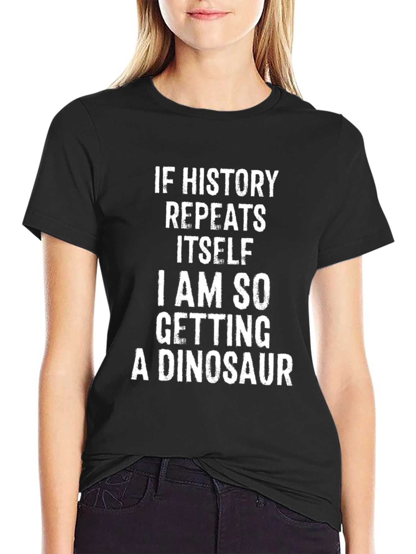 Black Funny Dinosaur T-Shirt - History Humor Tee view 2