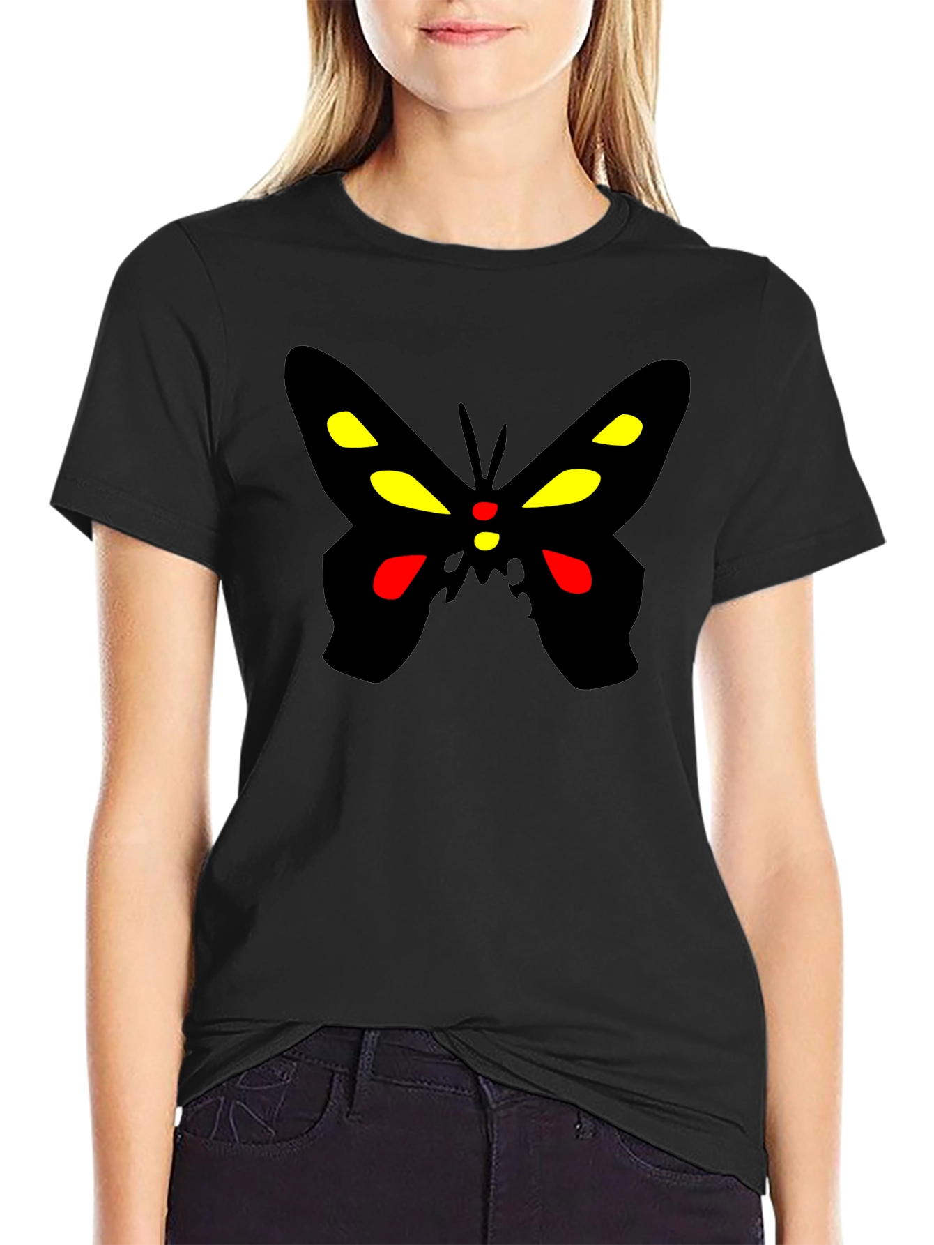 Black Butterfly Graphic Black T-Shirt view 2