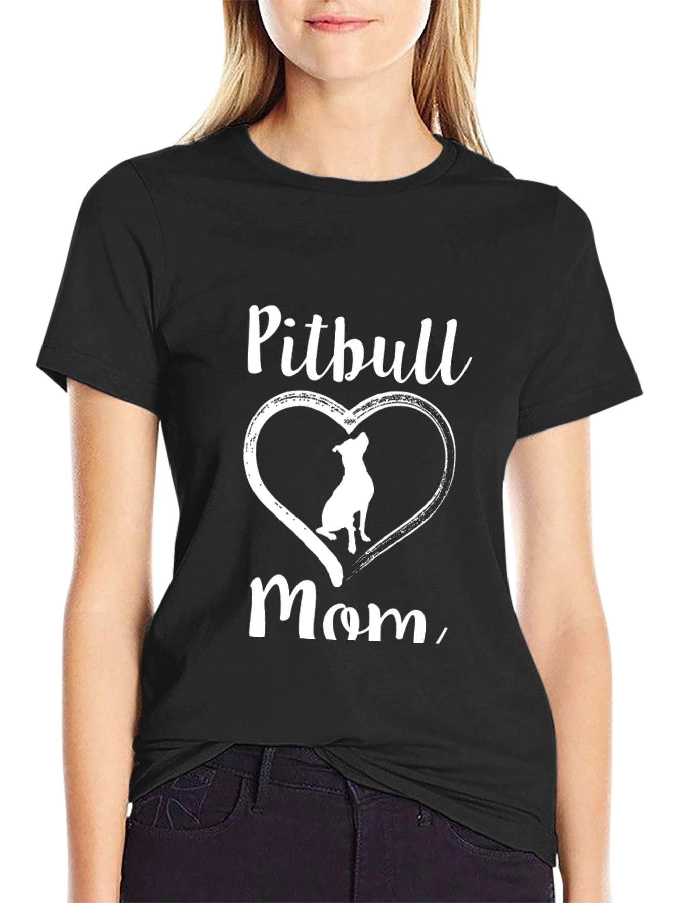Black Pitbull Mom Graphic T-Shirt view 2