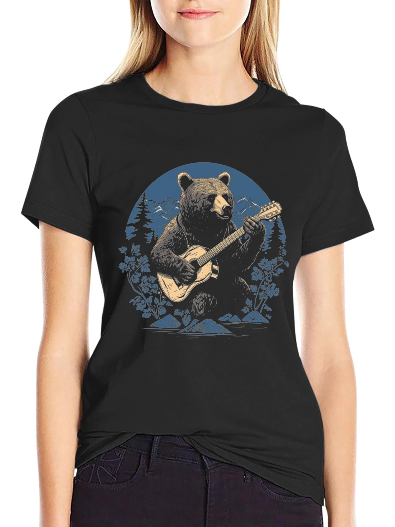 Black Bear Guitarist Graphic Tee view 2