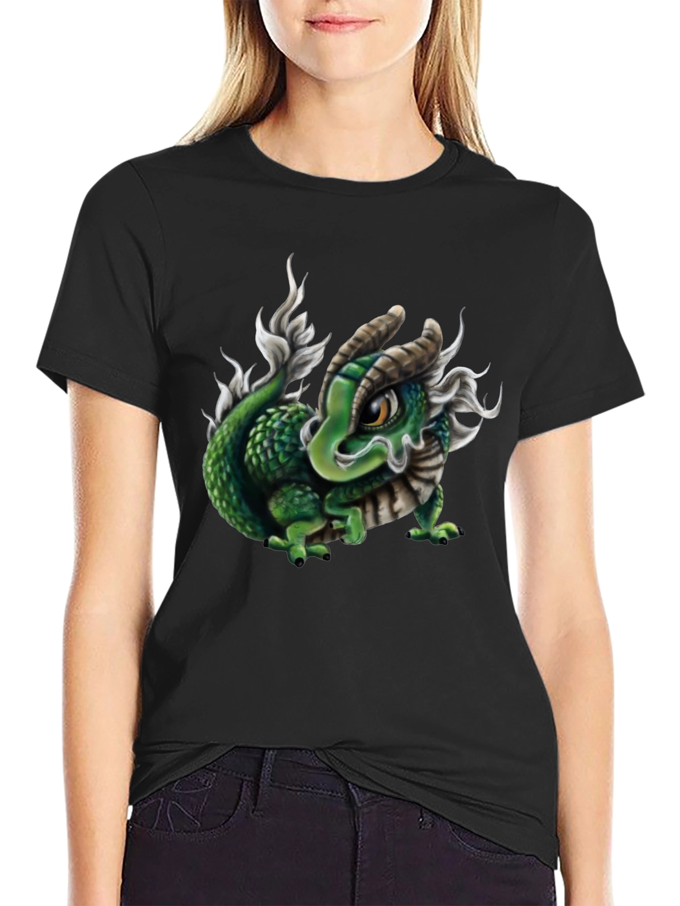 Black Dragon Graphic Tee - Black Cotton Blend view 2