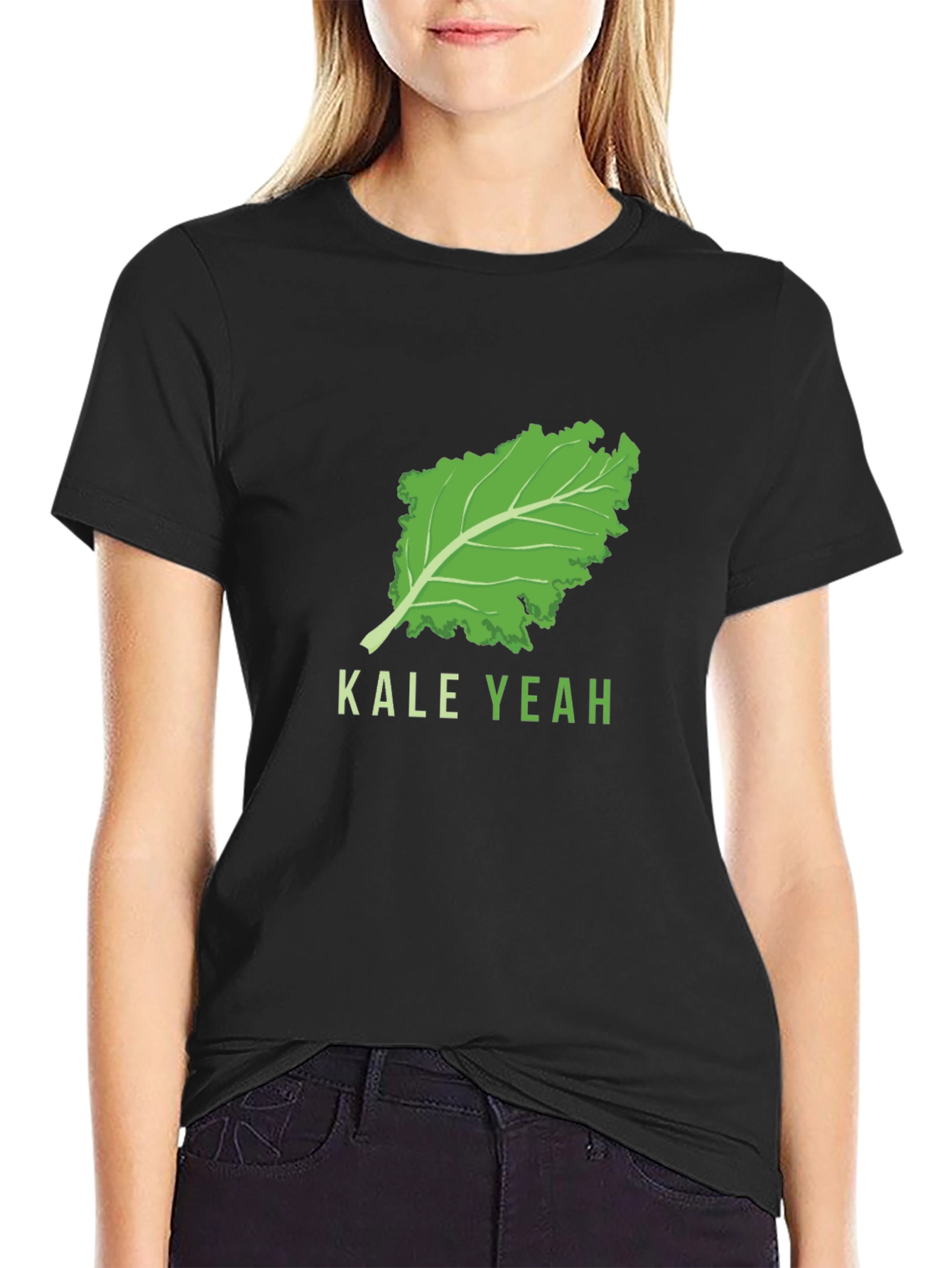 Black Kale Yeah T-Shirt - Black Cotton Tee view 2