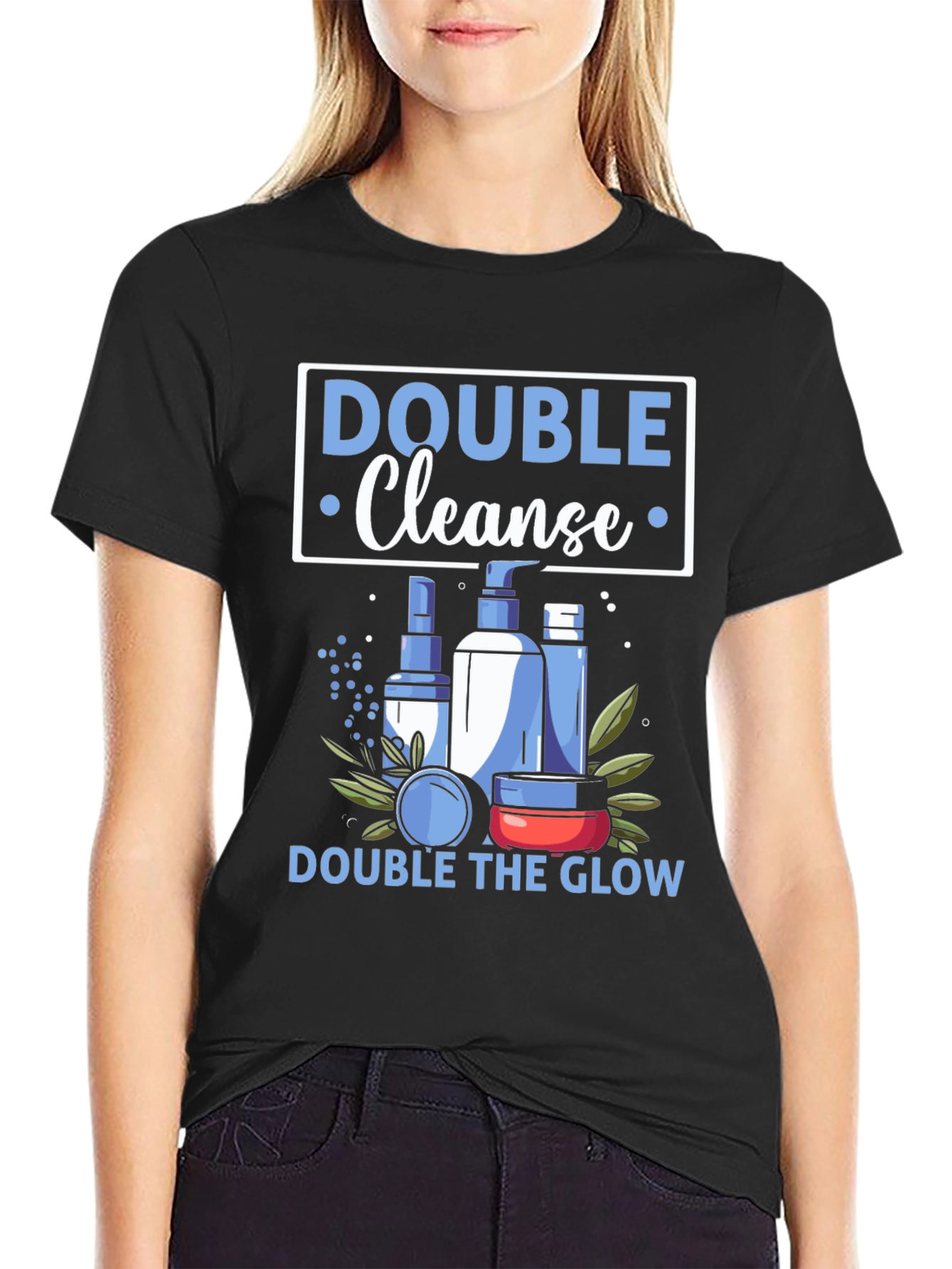 Black Double Cleanse Graphic Tee - For Radiant Skin! view 2
