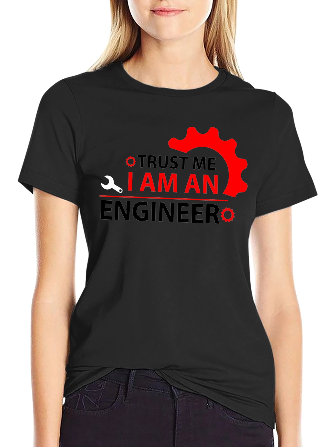 Black Trust Me I am An Engineer T-Shirt - Black view 2