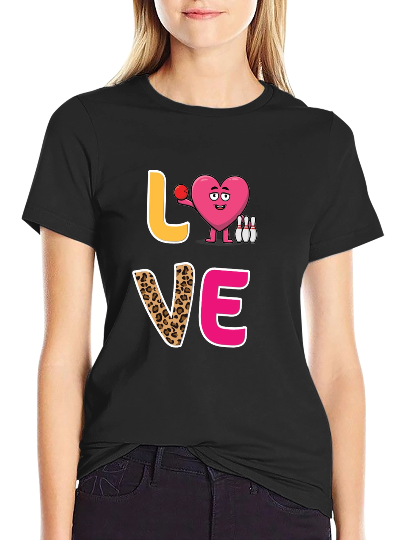 Black Love Bowling Graphic T-Shirt view 2