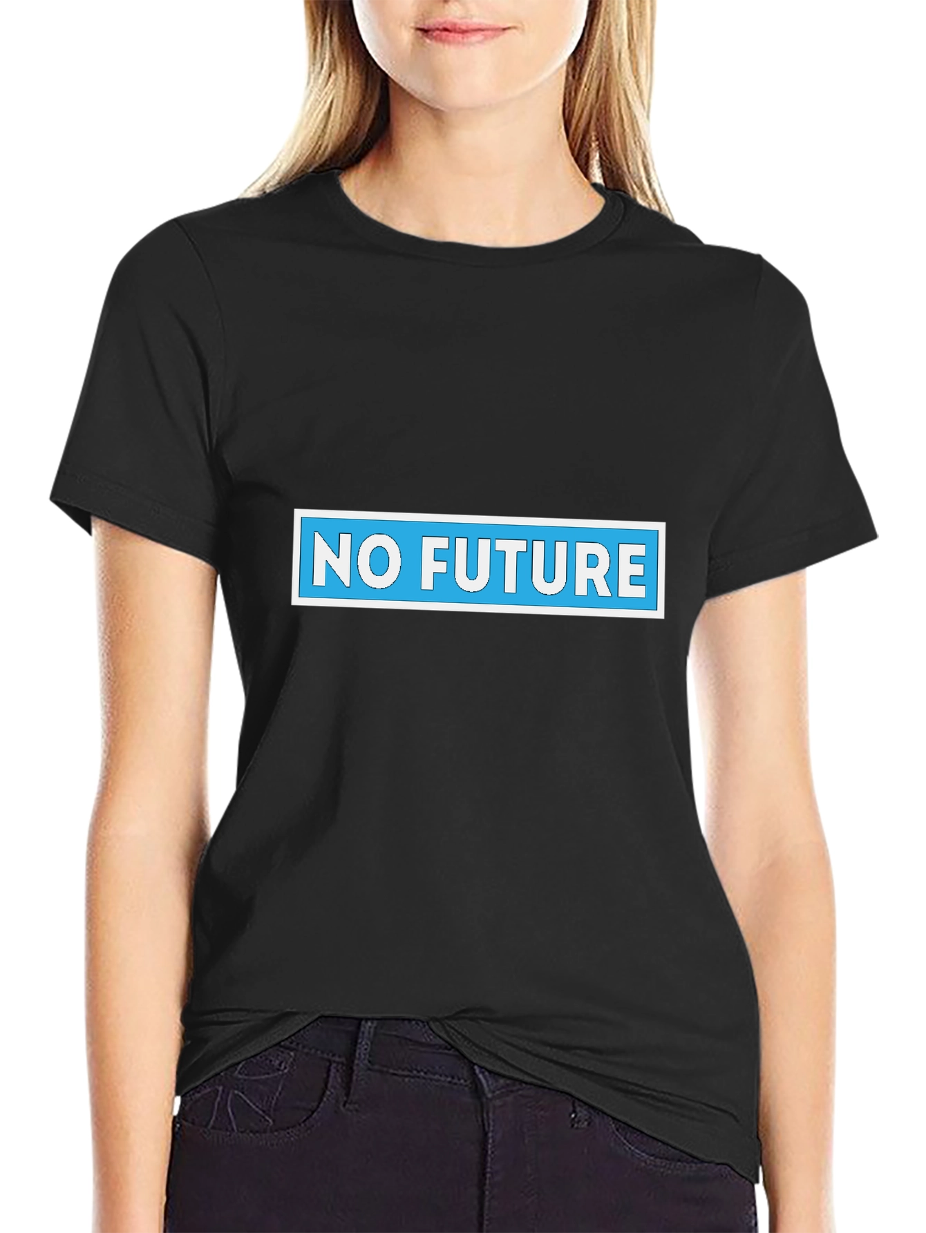 Black No Future Graphic Tee - Black Cotton Blend view 2