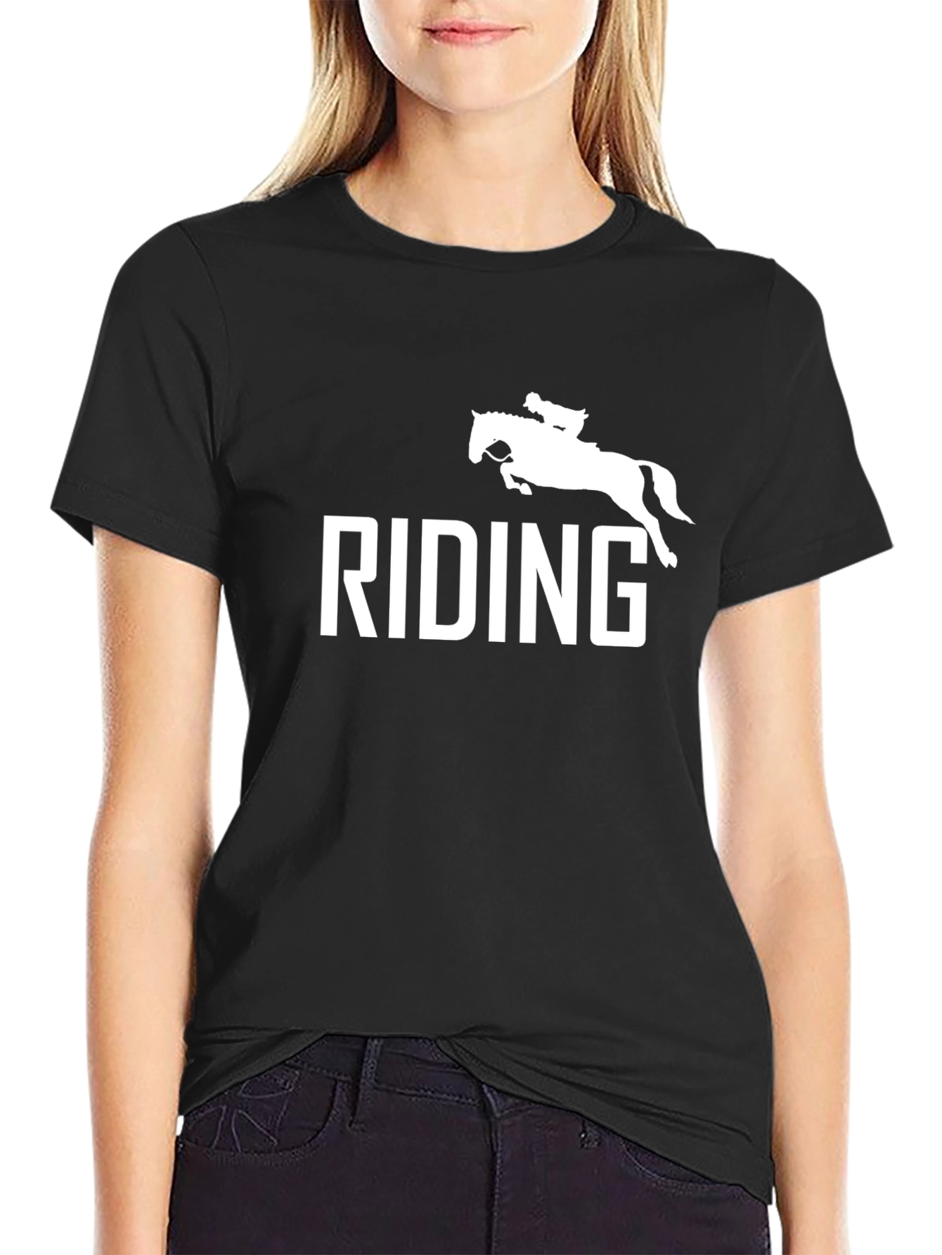 Black Equestrian Riding Graphic T-Shirt - Black view 2