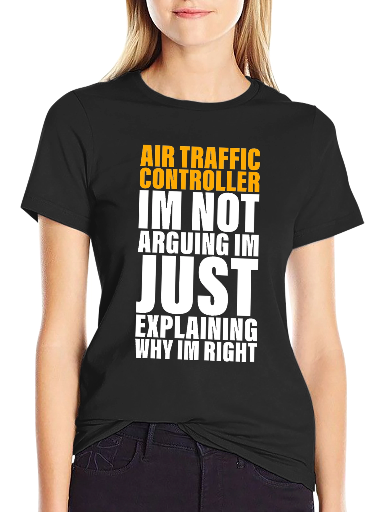 Black Air Traffic Controller Humor T-Shirt view 2