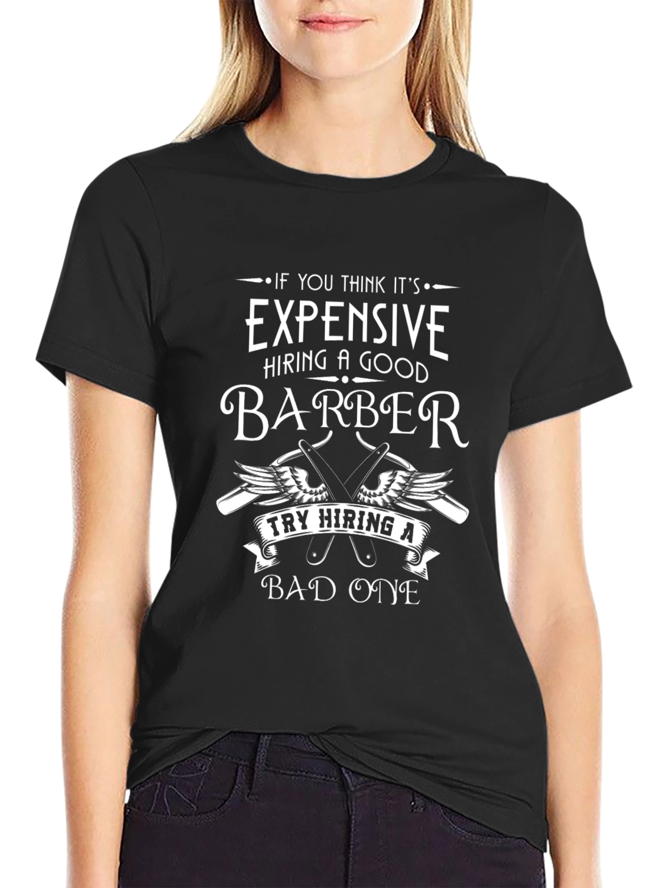 Black Expensive Barber T-Shirt view 2