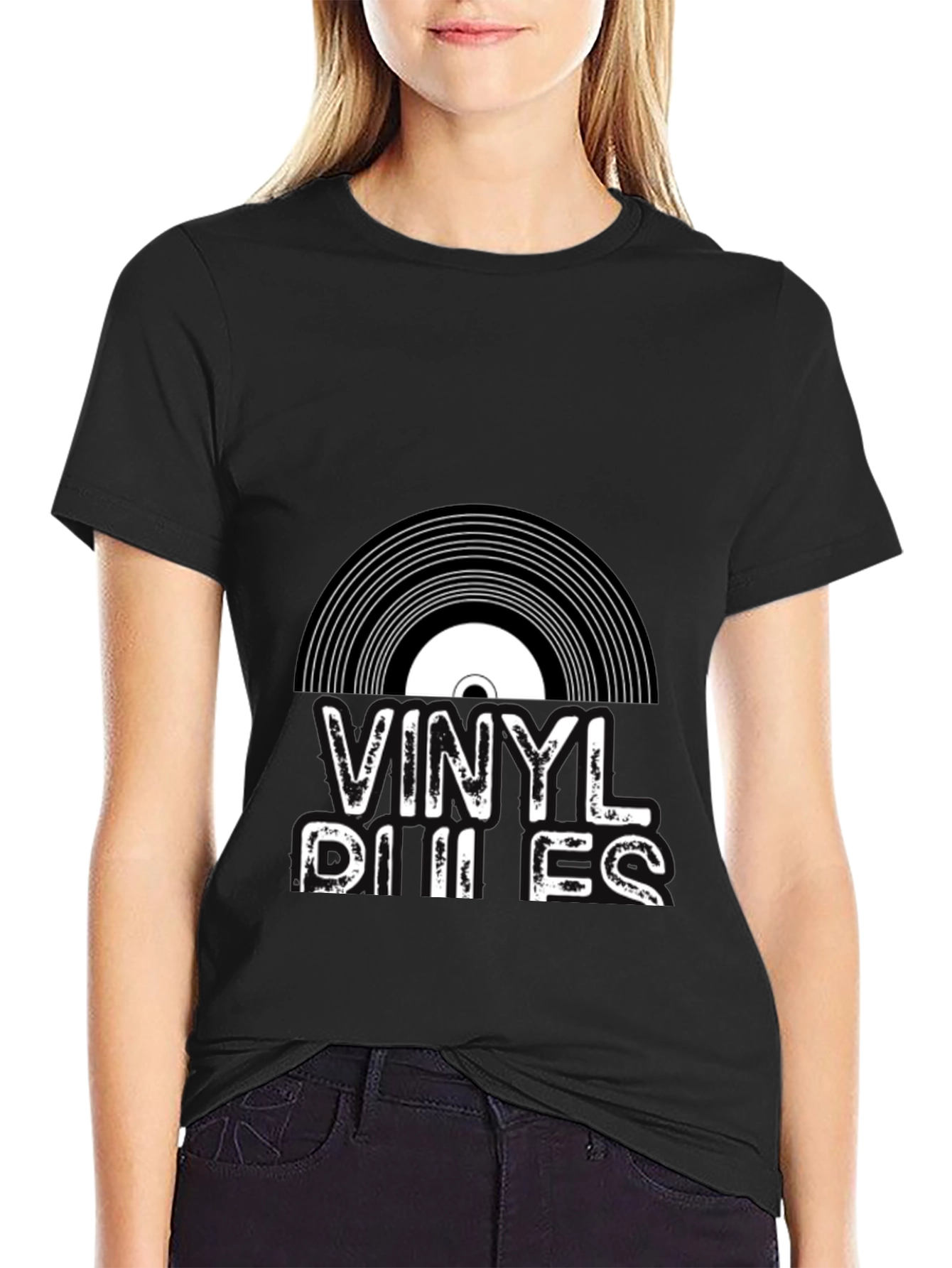 Black Vinyl Rules Black Graphic Tee view 2