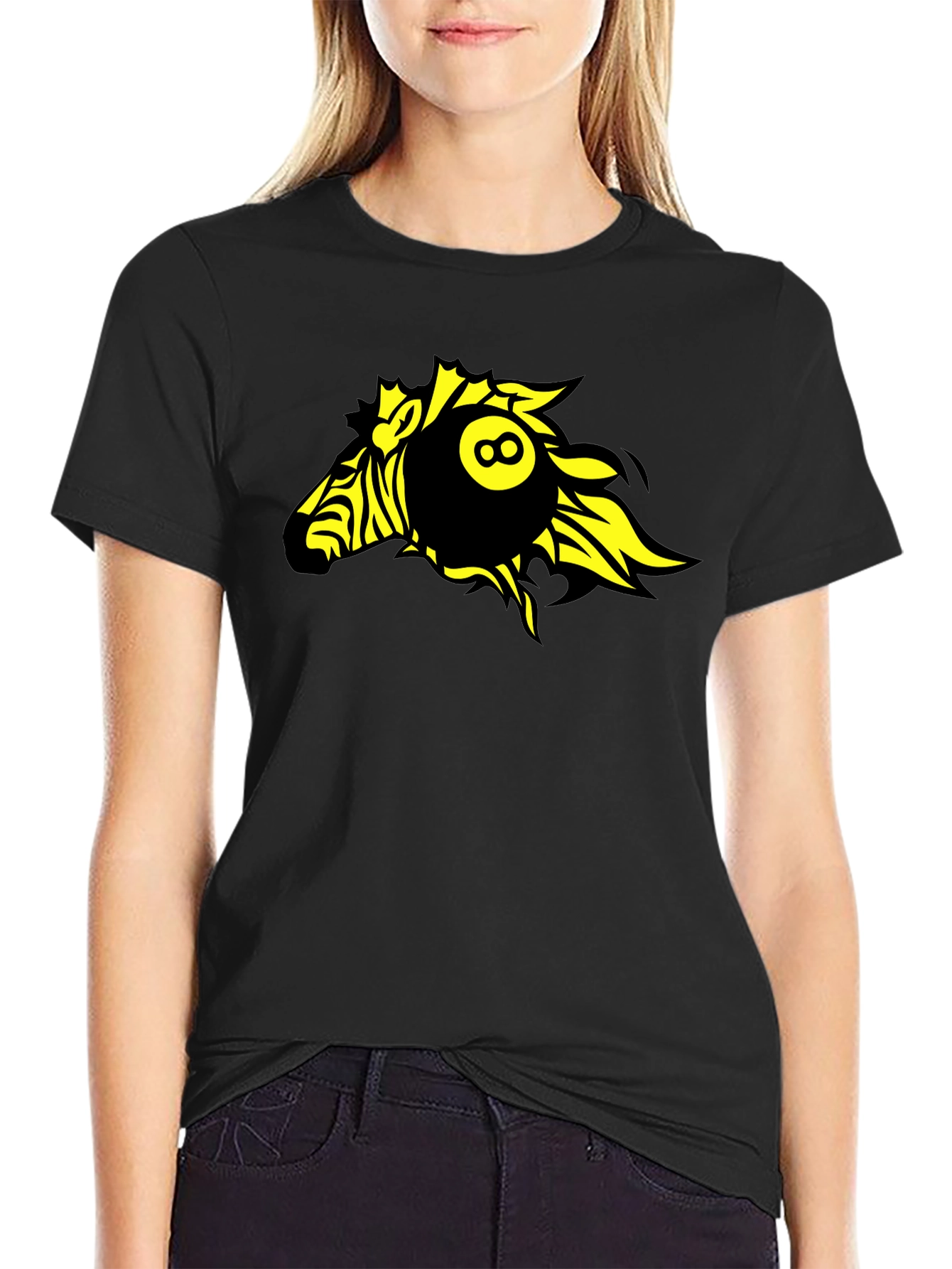 Black Zebra 8-Ball Graphic T-Shirt - Bold Design view 2