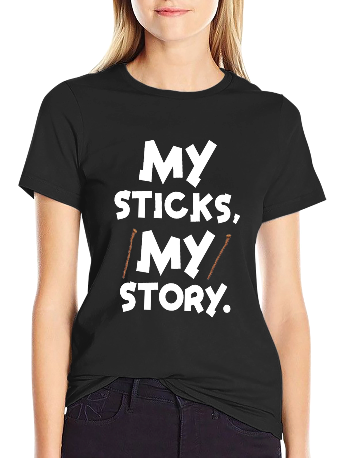 Black My Sticks, My Story Tee - Drummer's Black T-Shirt view 2