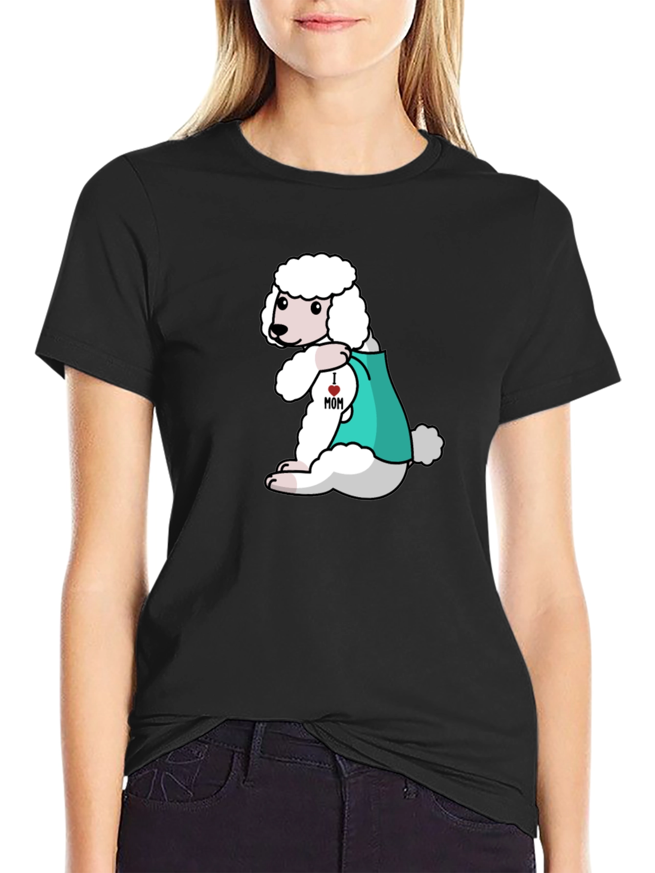 Black Poodle Mom Tattoo Graphic Tee view 2