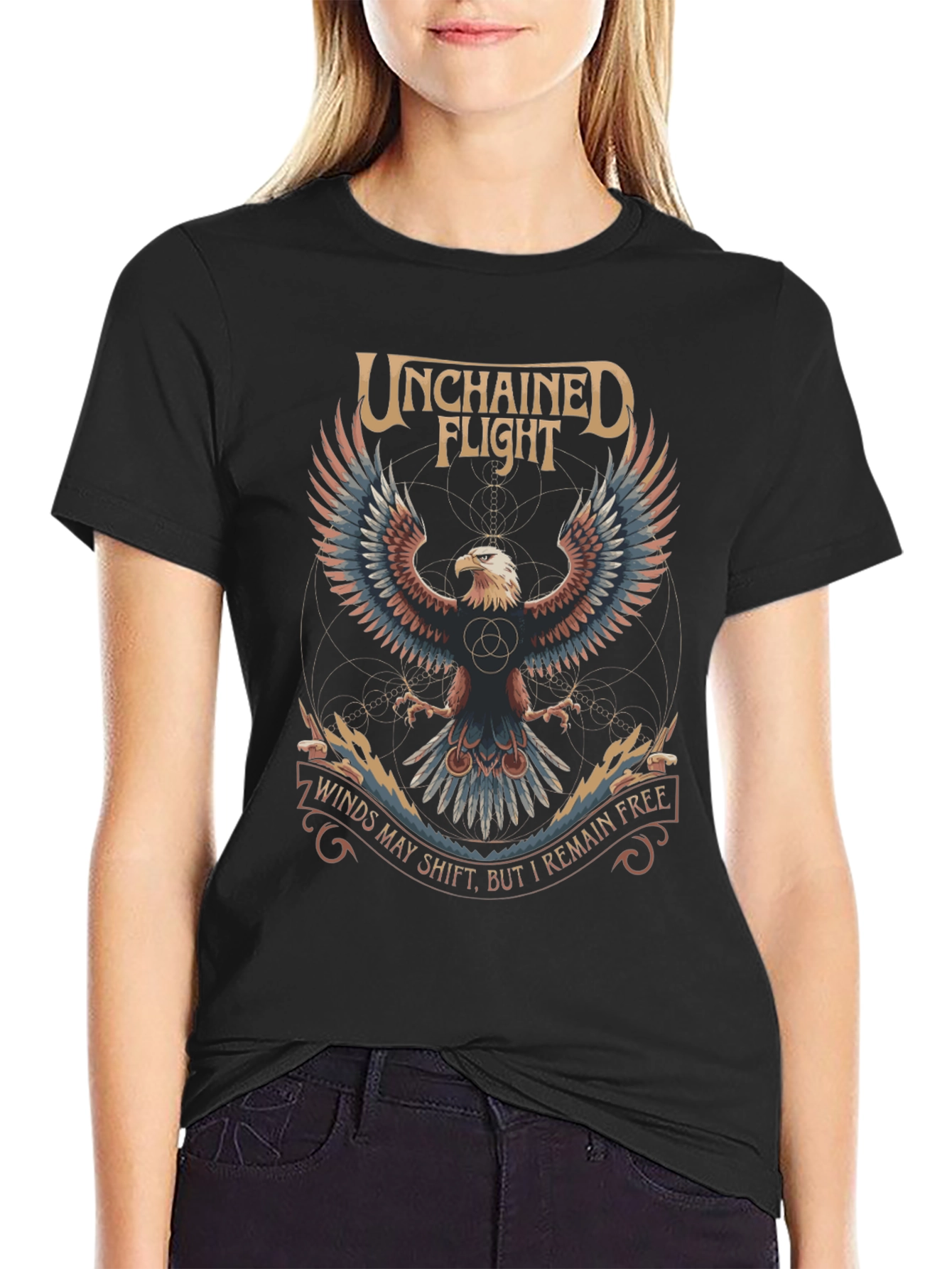 Black Unchained Flight Eagle Graphic Tee - Black view 2