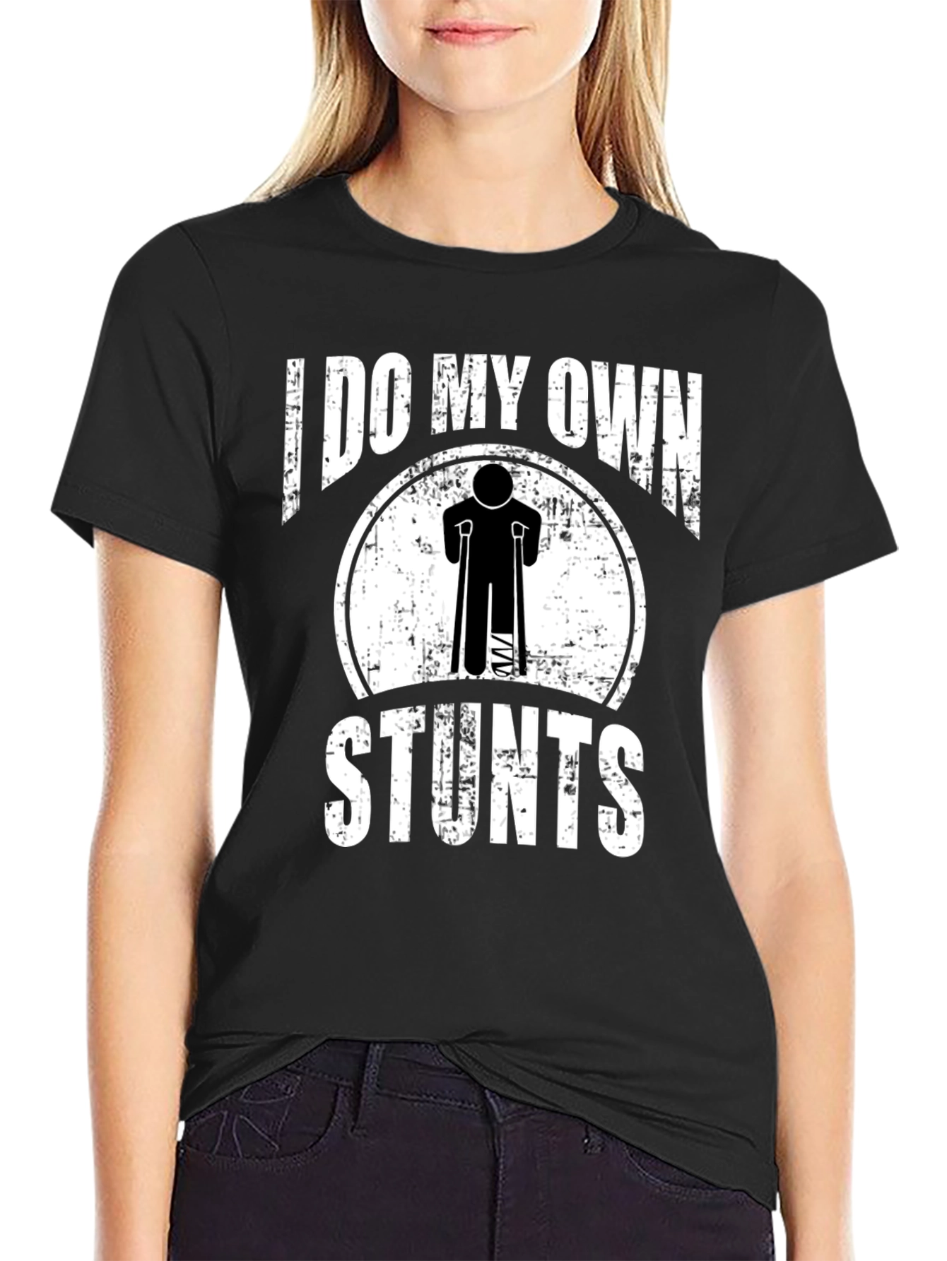 Black Funny Stuntman Injury Recovery T-Shirt view 2