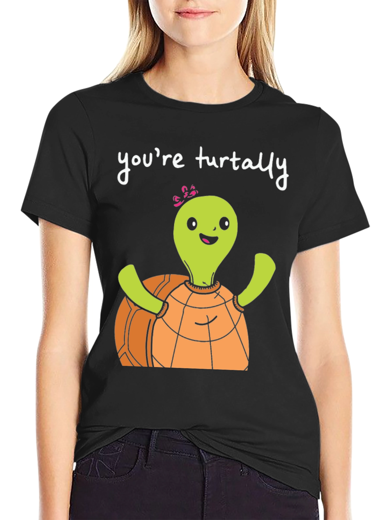 Black Funny Turtle T-Shirt - You're Turtally Awesome! view 2