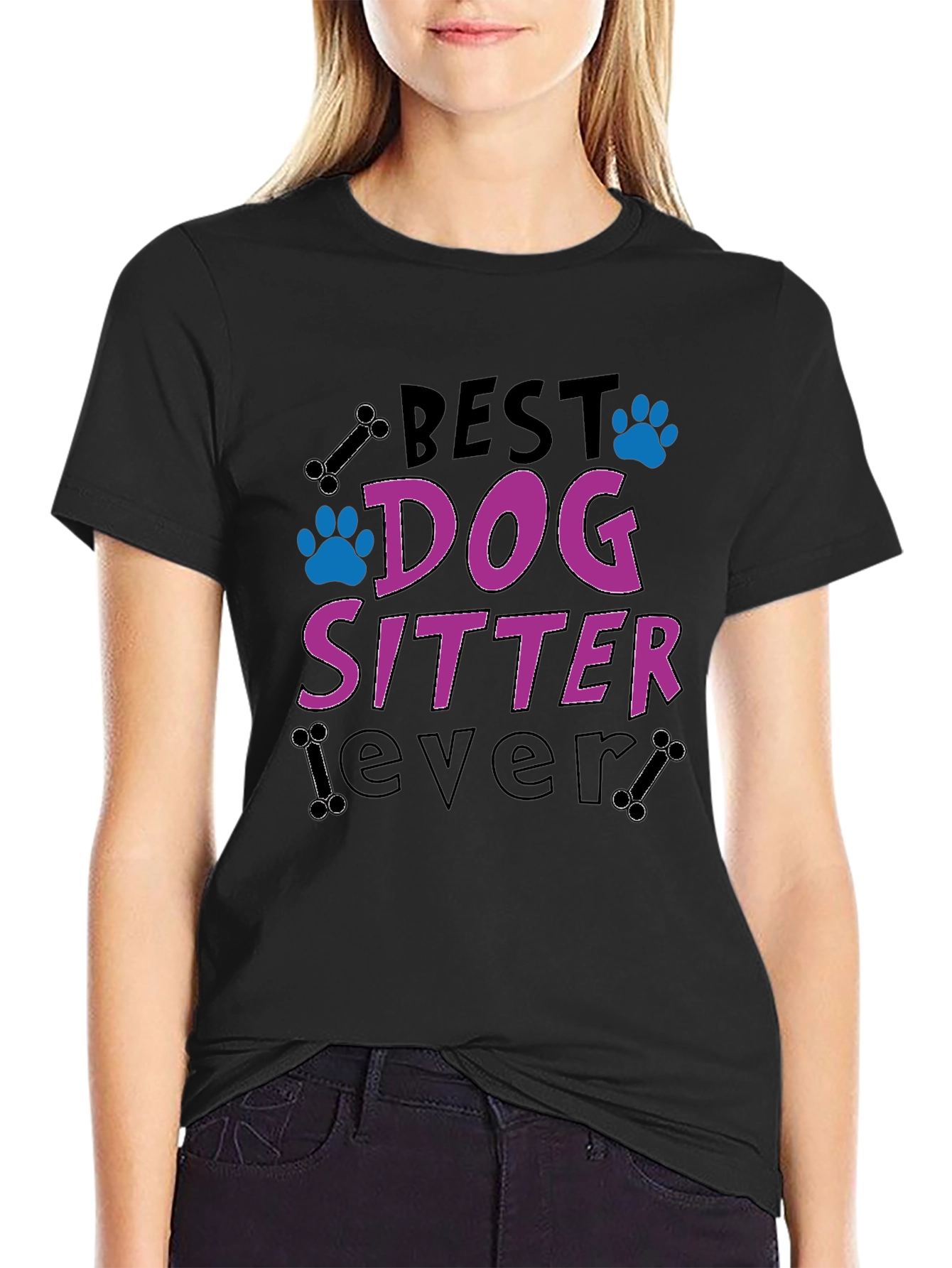 Black Best Dog Sitter Ever T-Shirt view 2
