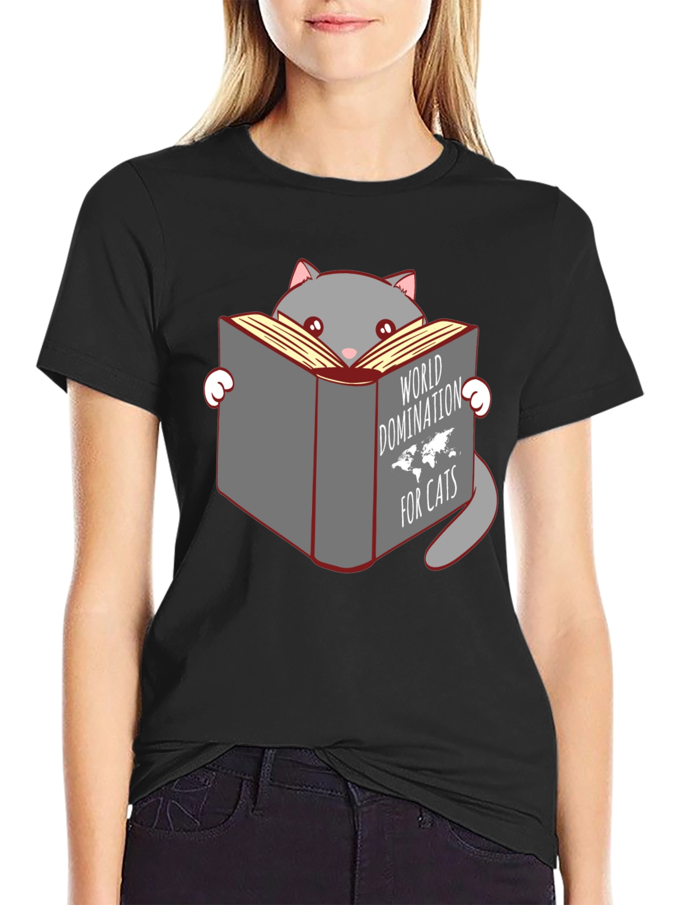 Black Cat World Domination T-Shirt: Hilarious Cat Lover Tee view 2