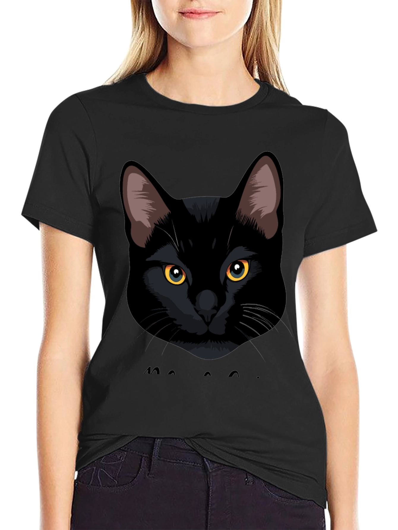 Black Black Cat Graphic Tee - Men's Casual T-Shirt view 2