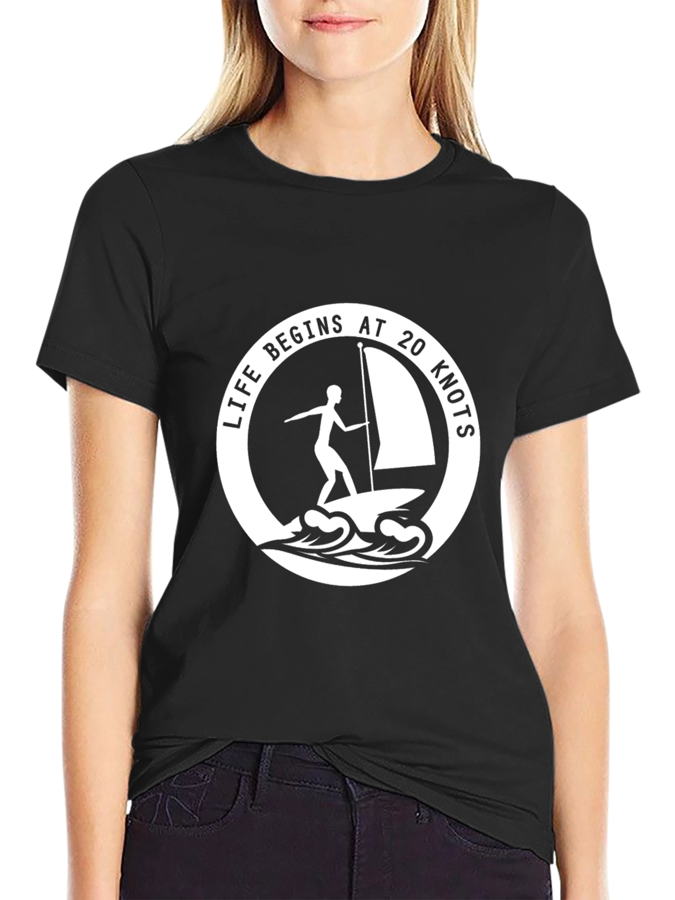 Black Life Begins at 20 Knots Black Graphic Tee view 2